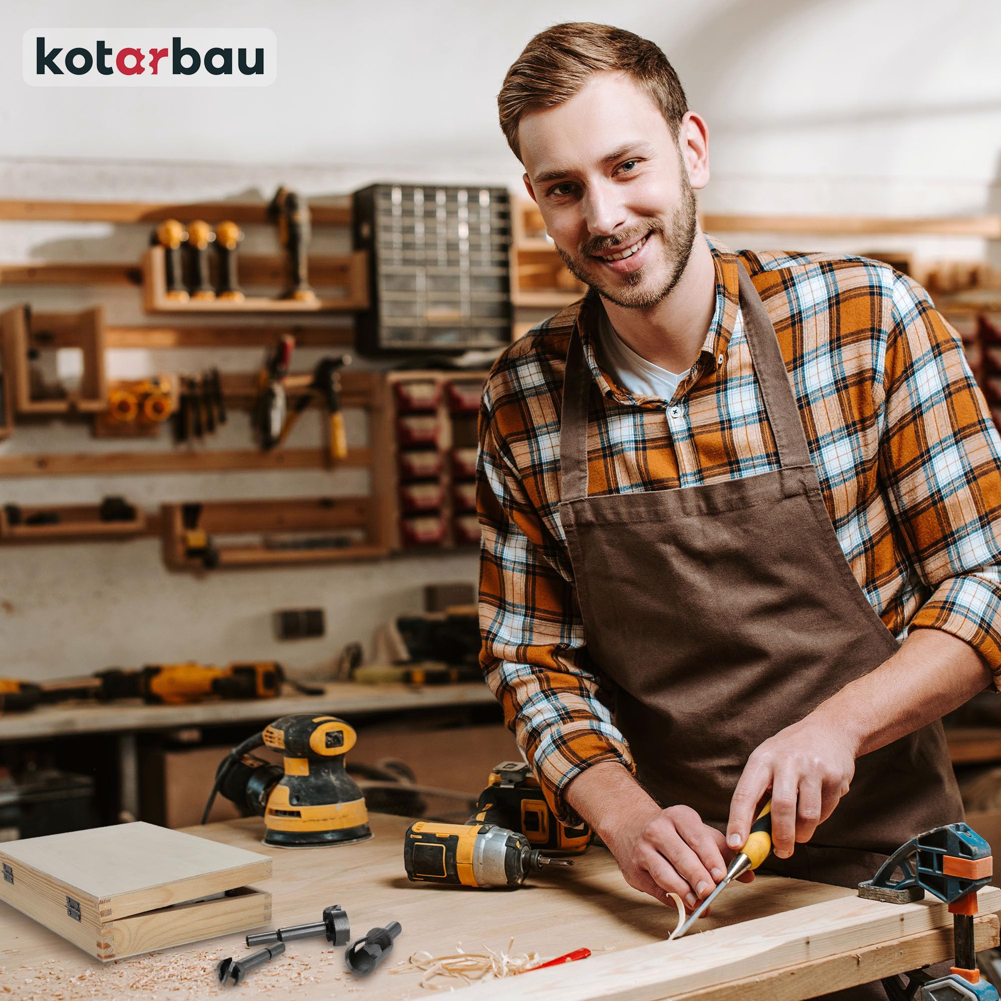 KOTARBAU® Juego de 10 brocas para madera (15-35 mm, con caja de madera)