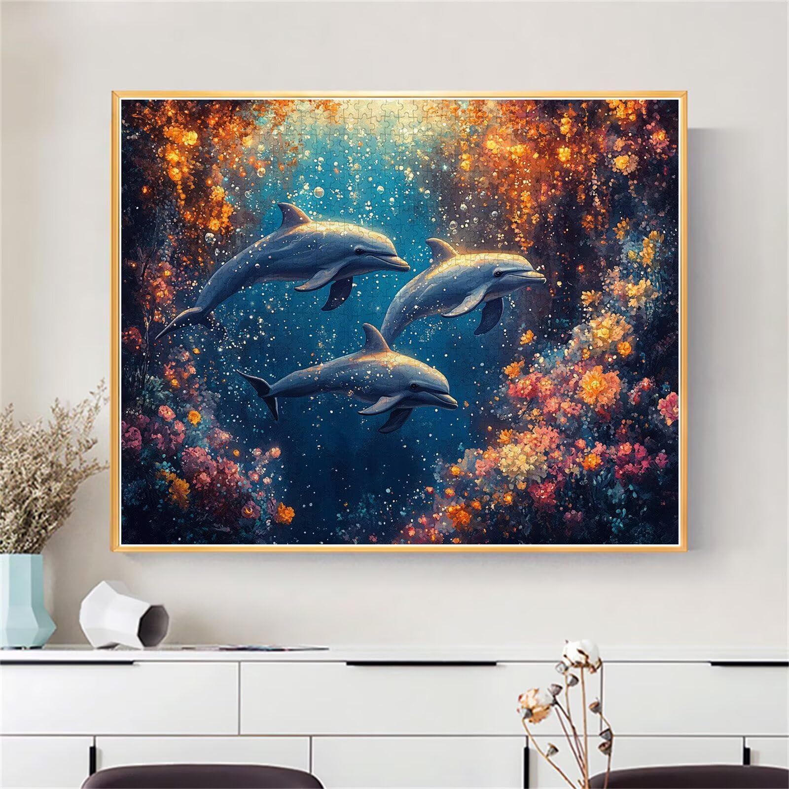 Delphin Puzzle für Erwachsene Kinder Anspruchsvoll 5000 Teile Impossible Klassische Puzzles Schwer Ozean ab 8 9 10 Jahre Mädchen Jungen Jigsaw Kunst Educa,für Dekoration und Geschenke 105x156cm t-183
