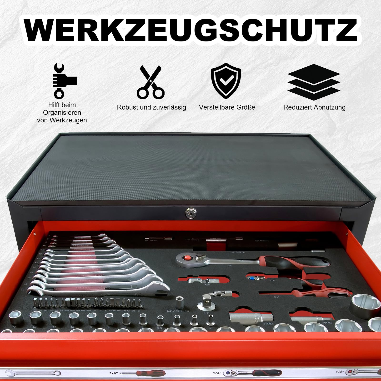 Schaumstoffeinlage Werkzeug 407 x 305 x 50mm, 4 Stück Schaumstoff Zuschnitt Schaumstoffeinlage Werkzeug Schaumstoffeinlagen Kamerakoffer Werkzeugkoffer Schaumstoff Werkzeugeinlage