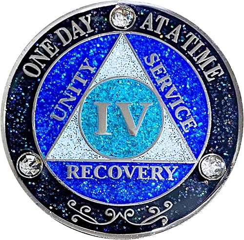 Miniatura 10 de Medallón de cristales AA de 17 años y purpurina chapado en color plateado, arcoíris negro, purpurina azul y tres cristales transparentes, cubierto