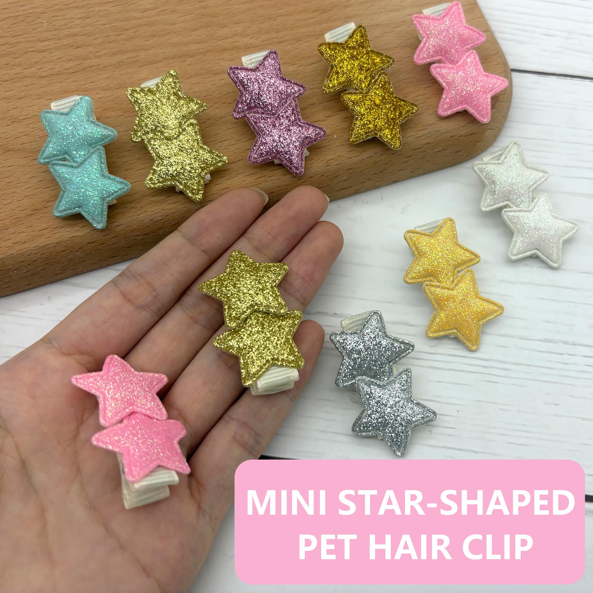 DHER 10 Pieces Pet Hair Clips for Small Pets Hair Clips for Dogs Pet Hair Clips Small Clips for Animal Hair Super Cute Dog Headdress (The Stars) - Image 4