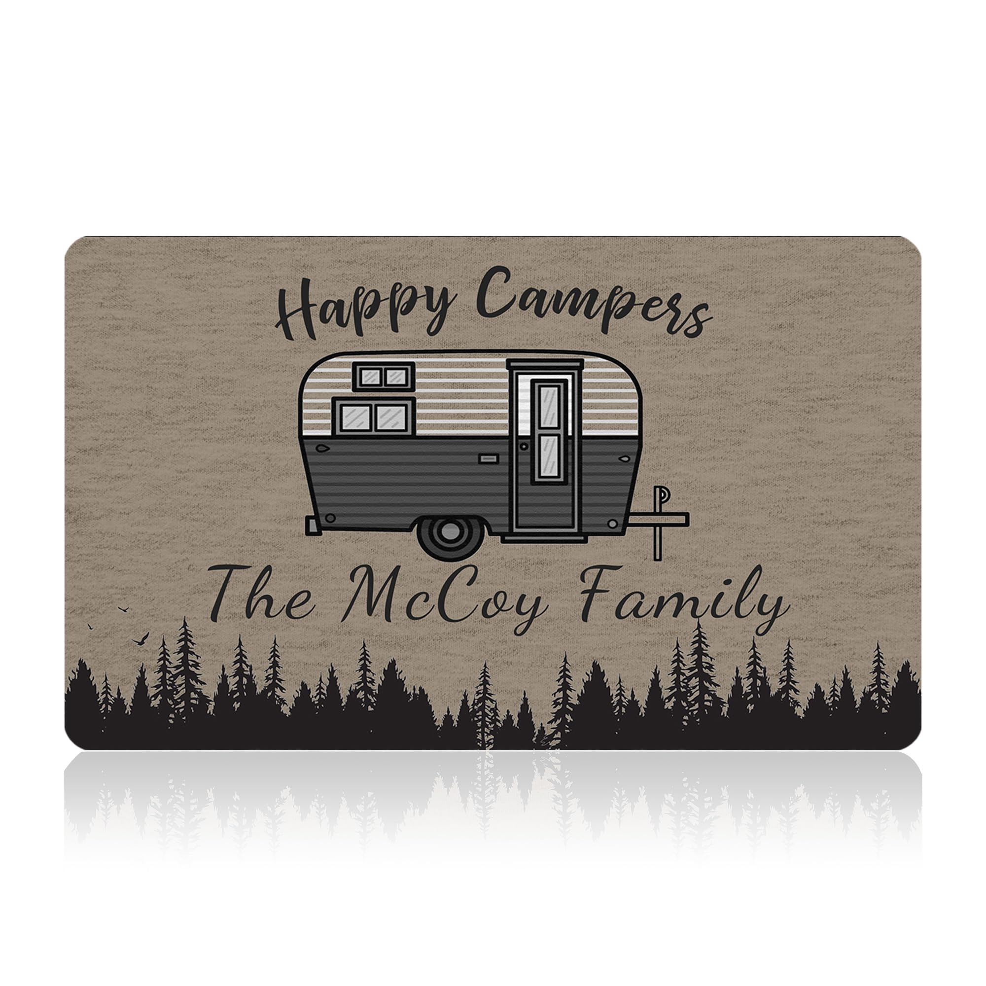 Custom Camping Door Mat with Family Name Personalized Camping Welcome Mats for Front Door Porch Entryway Gifts for Camper Lovers Made in USA