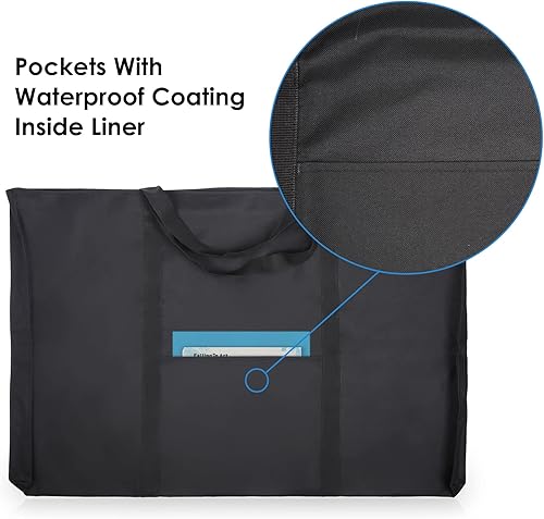 Miniatura 7 de JJRING Dacron - Bolsa de mano ligera para arte, 25 x 37 pulgadas, para 24 x 36 pulgadas, funda de almacenamiento negra para póster, bocetos y dibujo
