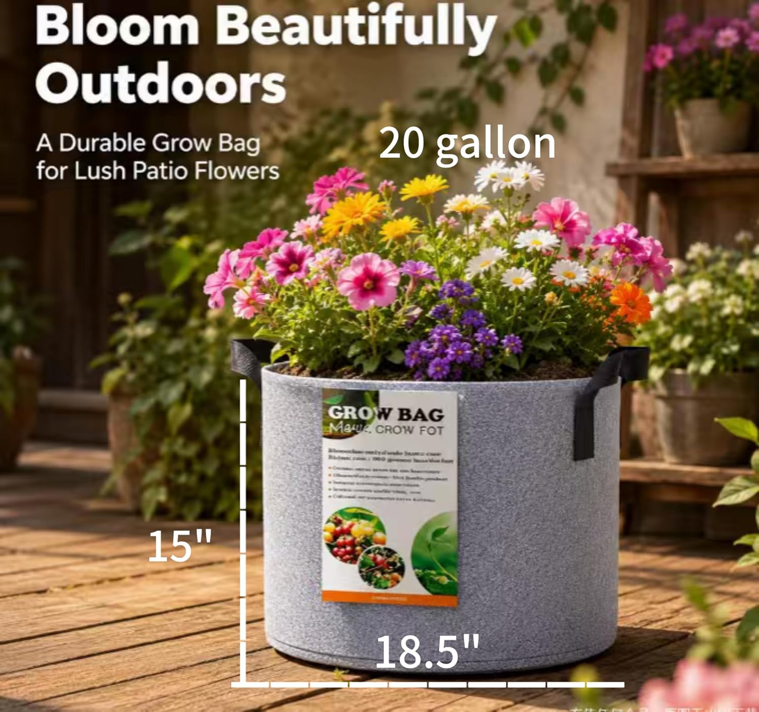 20 Gallon Pots Grow Bags for Plants,20Gallon Deep Plant Nursery Pots with Handles,20 Gal Cloth Felt Heavy Duty Planter Grow pots for Tree Tomato Potato Flowers Indoor Outdoor,3pcs(20 Gallon)