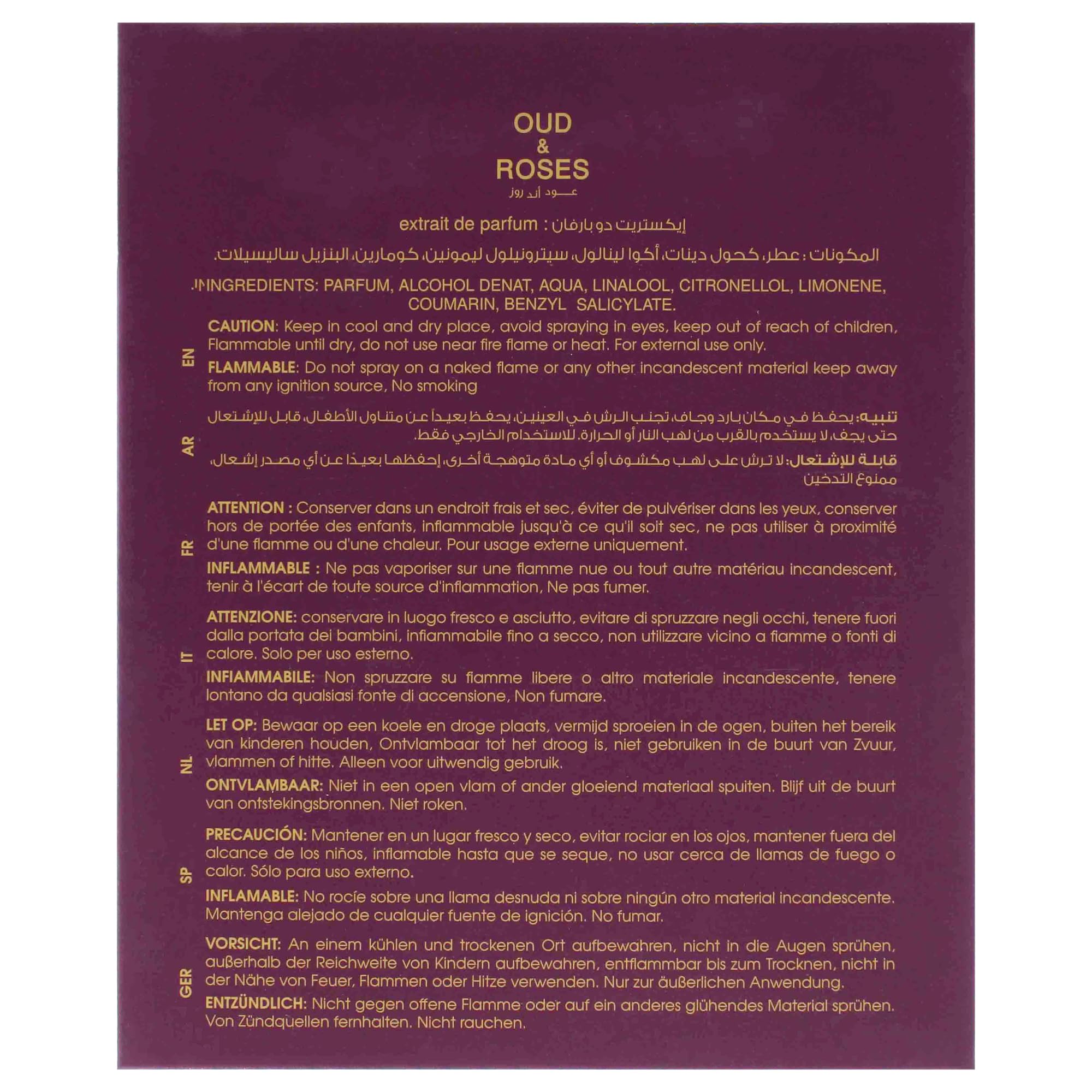Oud and Roses by Ahmed Al Maghribi Unisex Extrait de Parfum Spray, 2.02 oz