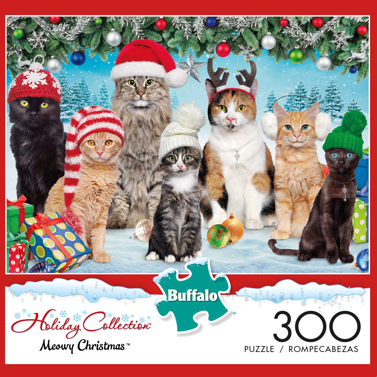 Amazon.com: Buffalo Games - Meowy Christmas - 300 Piece Holiday
