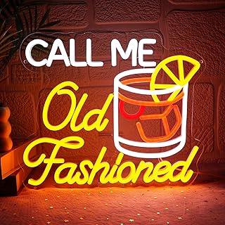Call Me Old Fashioned Neon Sign for Wall Decor Dimmable Whiskey Led Sign for Bar USB Powered Neon Light for Man Cave Wine Tasting Club Home Pub Party Decoration Gift for Men Dad