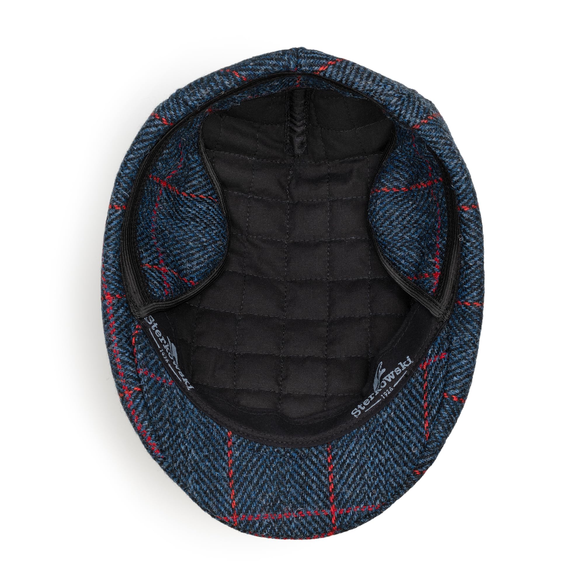Sterkowski Norte | Harris Tweed Schirmmütze für Herren und Damen | Warm Flat Cap mit Einklappbaren Ohrenklappen