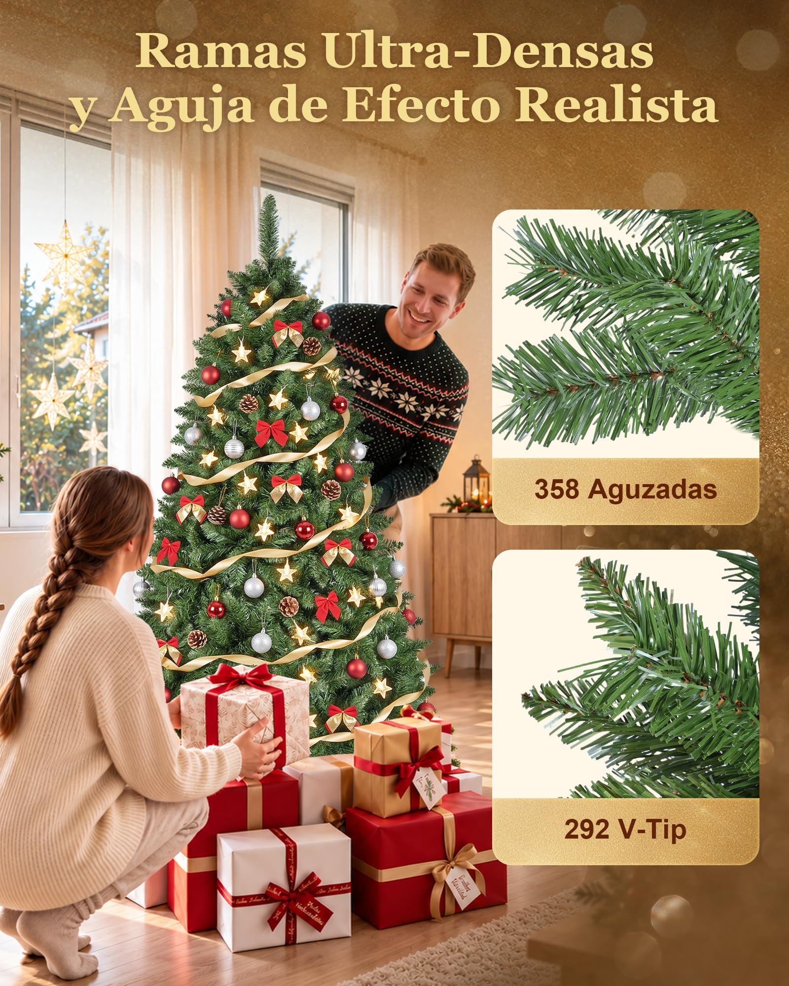 YEAUPE PRO Árbol de Navidad Artificial 180cm Superfrondoso de Material PVC