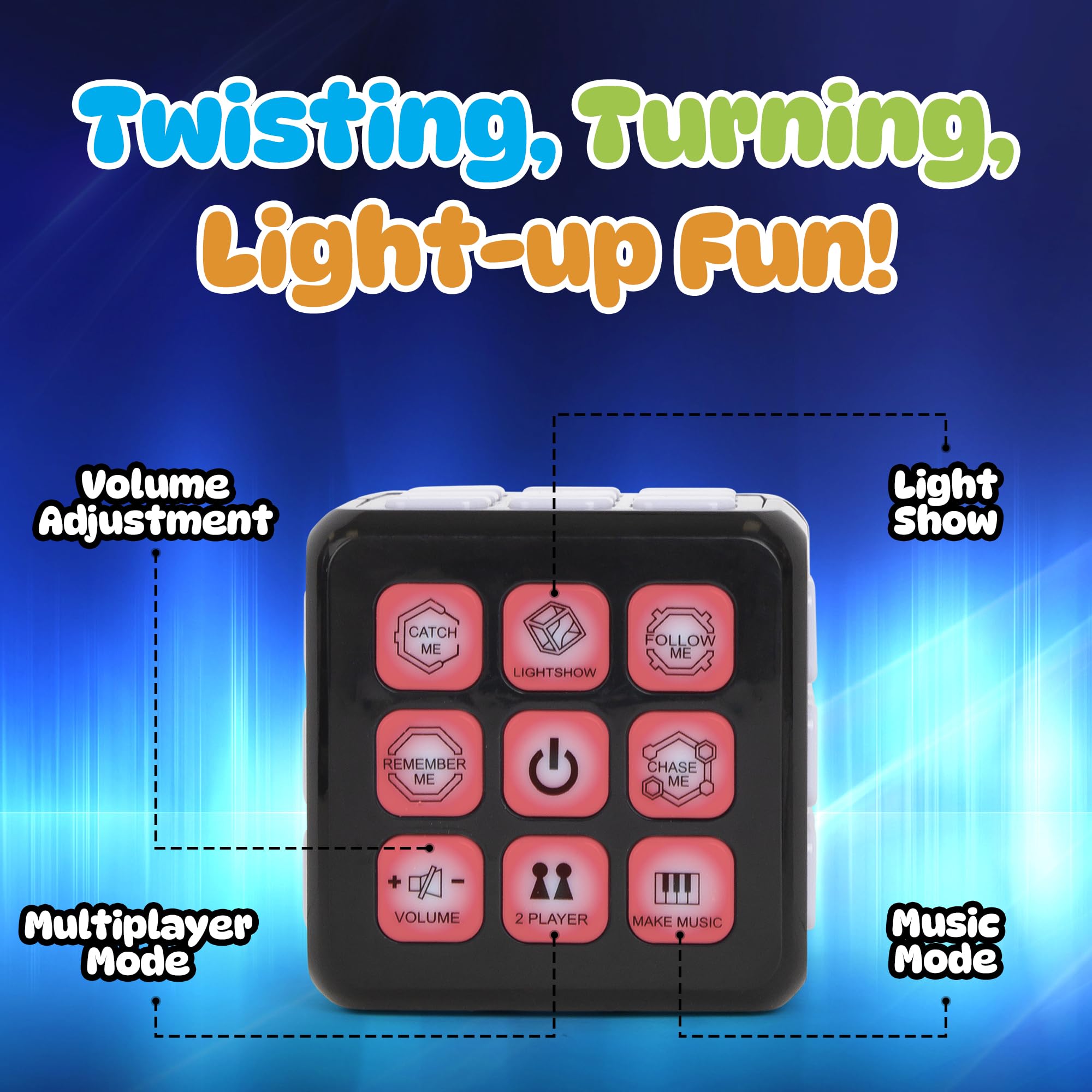 Electronic Game Cube, Brain, Memory, & Speed Games, 4-in-1 Handheld Cube Game, Light-Up Interactive Puzzle Activity for Boys & Girls - Christmas, Easter, Birthday Gifts