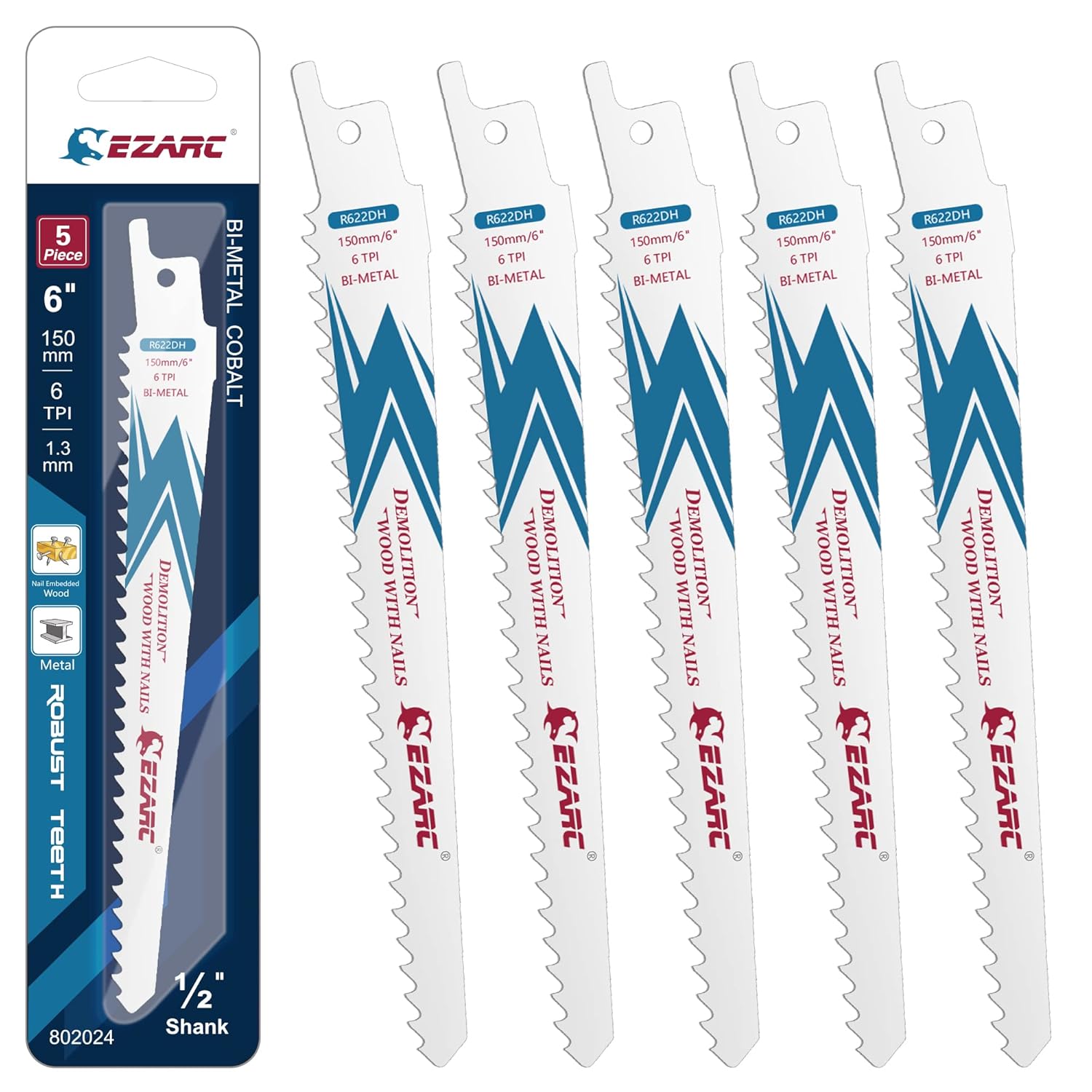 EZARC Reciprocating Saw Blade BiMetal Cobalt Sabre Saw Blades for Wood