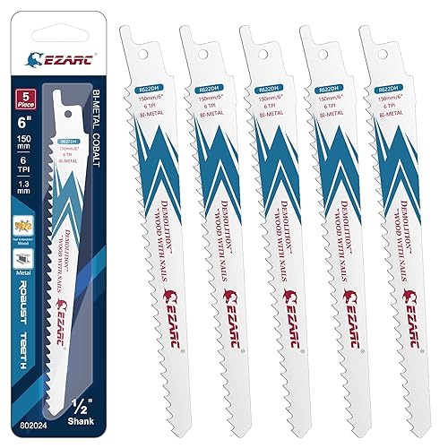 Miniatura 5 de EZARC Hojas de sierra recíproca de 9 pulgadas, hojas de sierra de sable de cobalto bimetálicas para demolición de madera y metal 5+8TPI R936DV