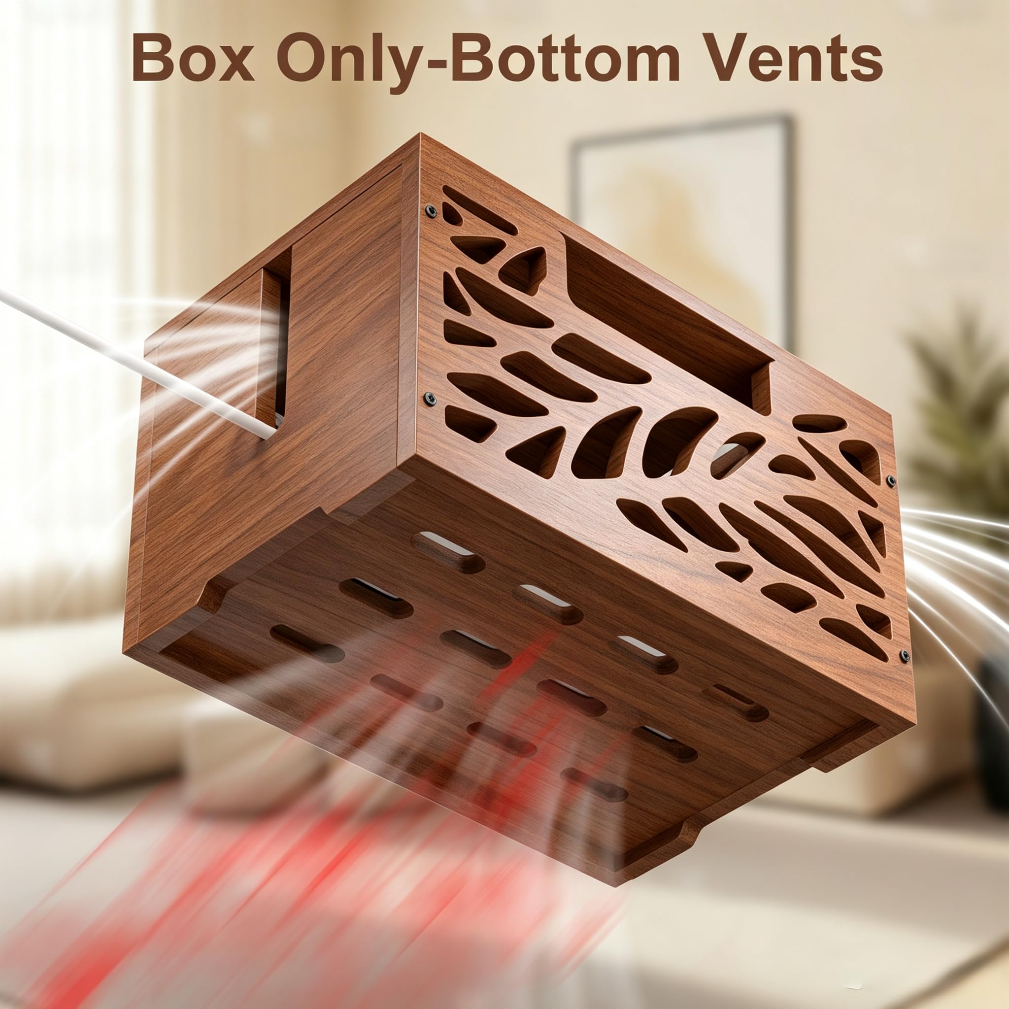 Wooden Cable Box - Hide Cords & Declutter -4