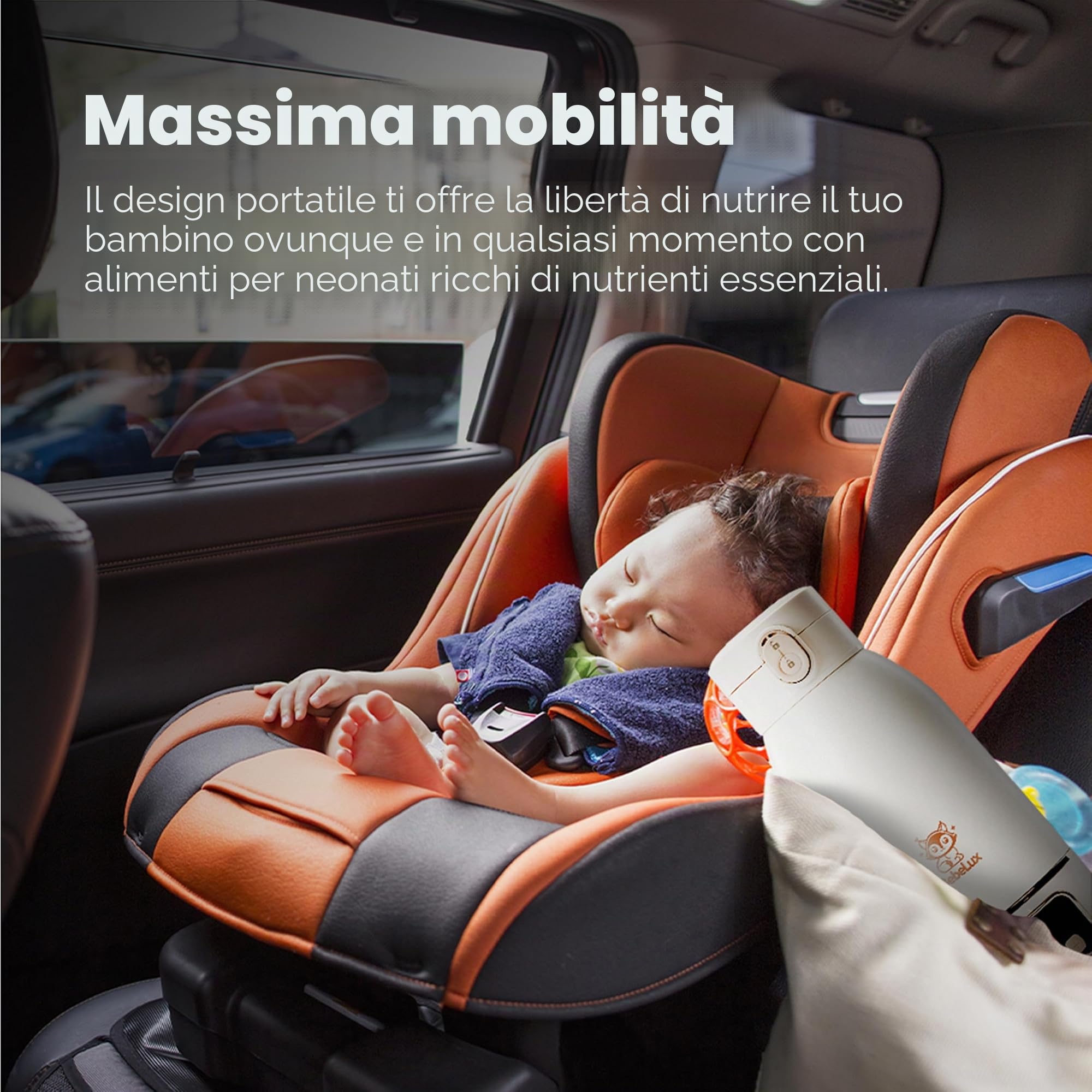 BEBELUX BebeWarm V2 - Set scaldabiberon Lux Mommy Kit | Temperatura perfetta in due minuti, fino a 500 ml, batteria, USB-C, set di accessori, beige
