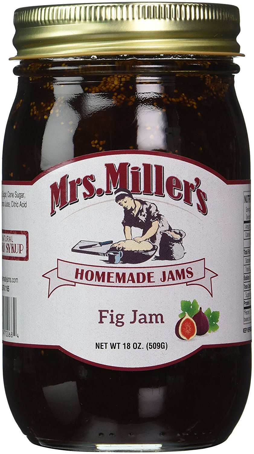 Mrs. Miller's Amish Homemade Fig Jam - Authentic 18oz Jar of Rich, Traditional Fig Spread