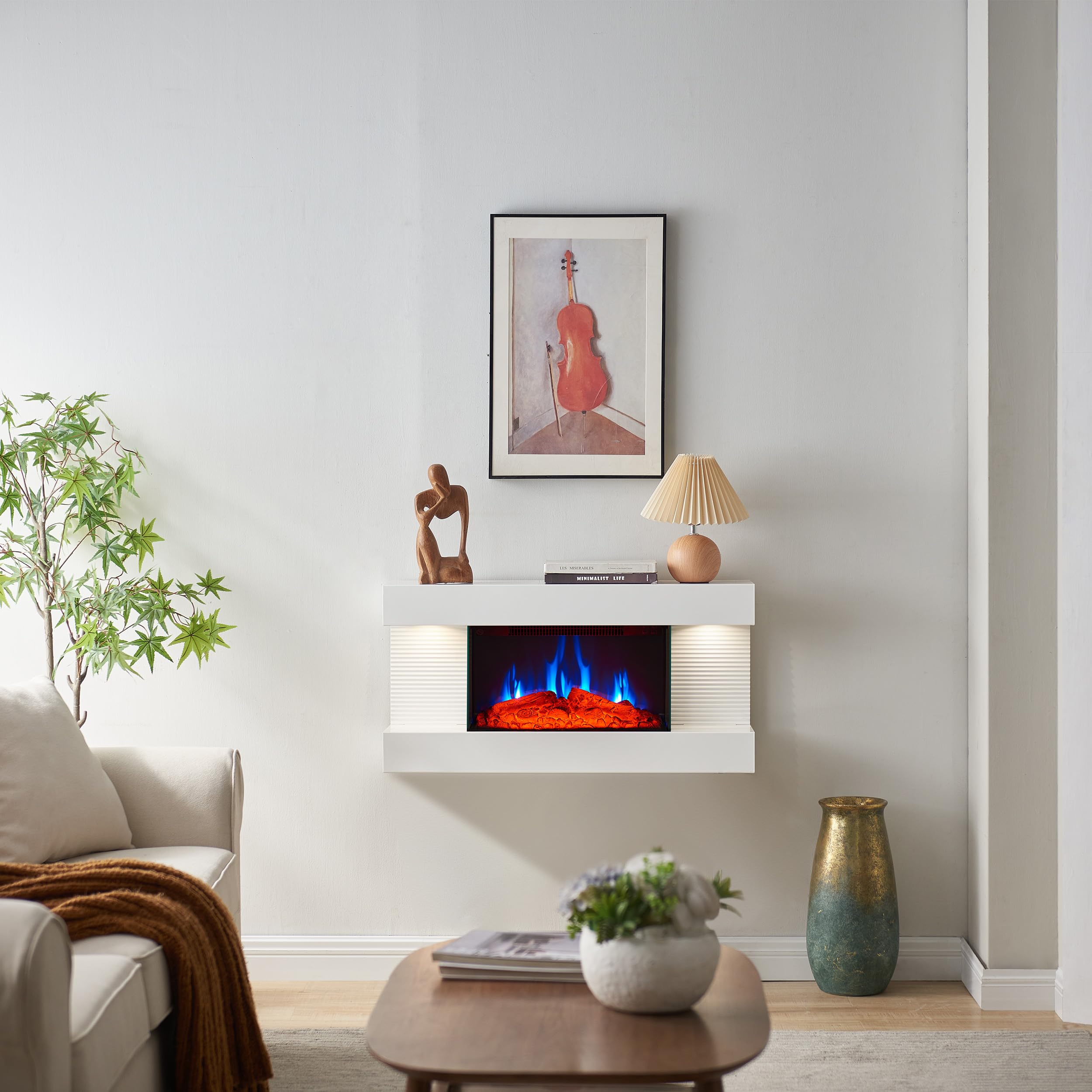 BALDERIA IDA Chimenea eléctrica de Pared 1800 W Decorativa