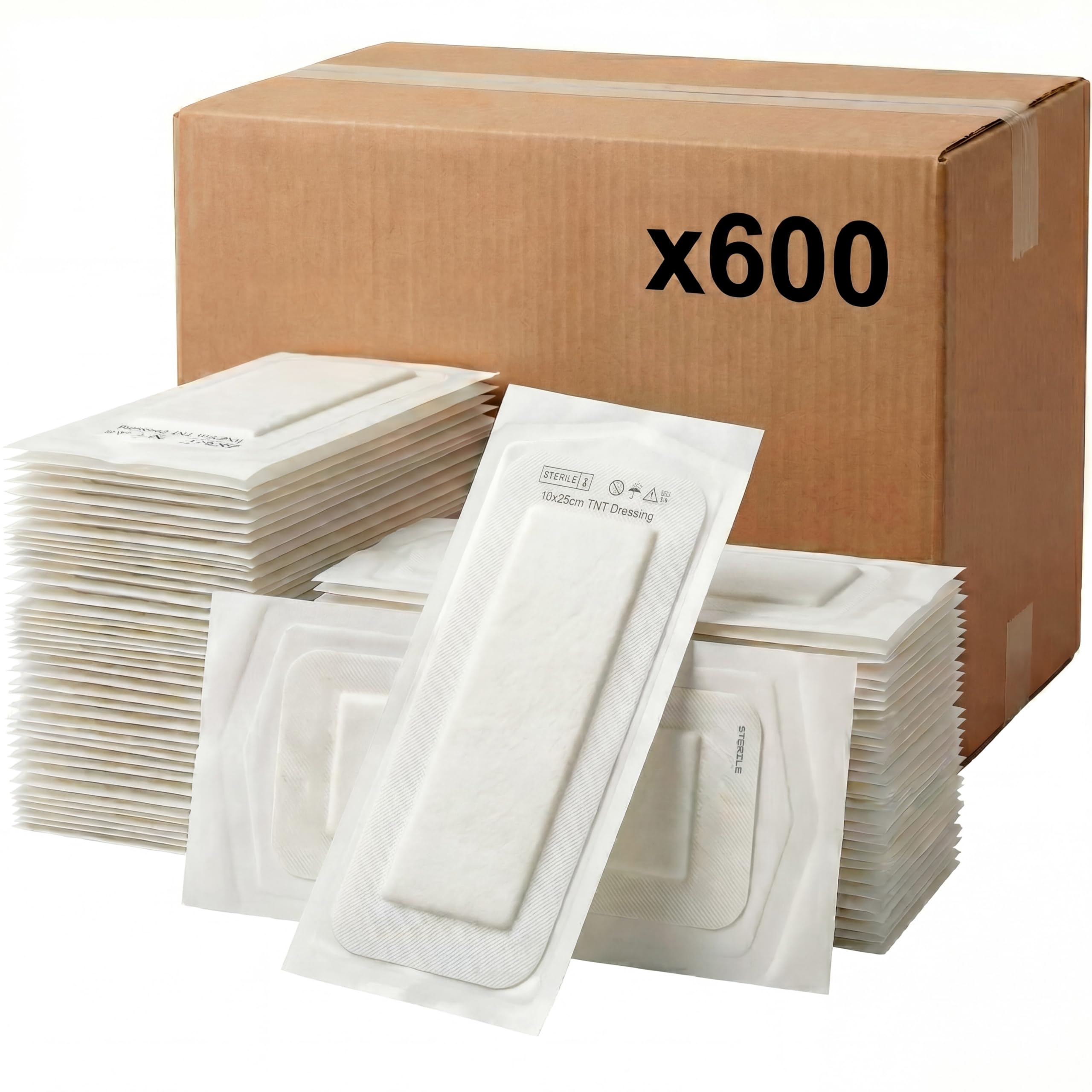 KMINA Sterylny opatrunek na ranę (600 sztuk, 24 pudełka po 25) 10 x 25 cm, plastry z włókniny do klinicznych obszarów chirurgii