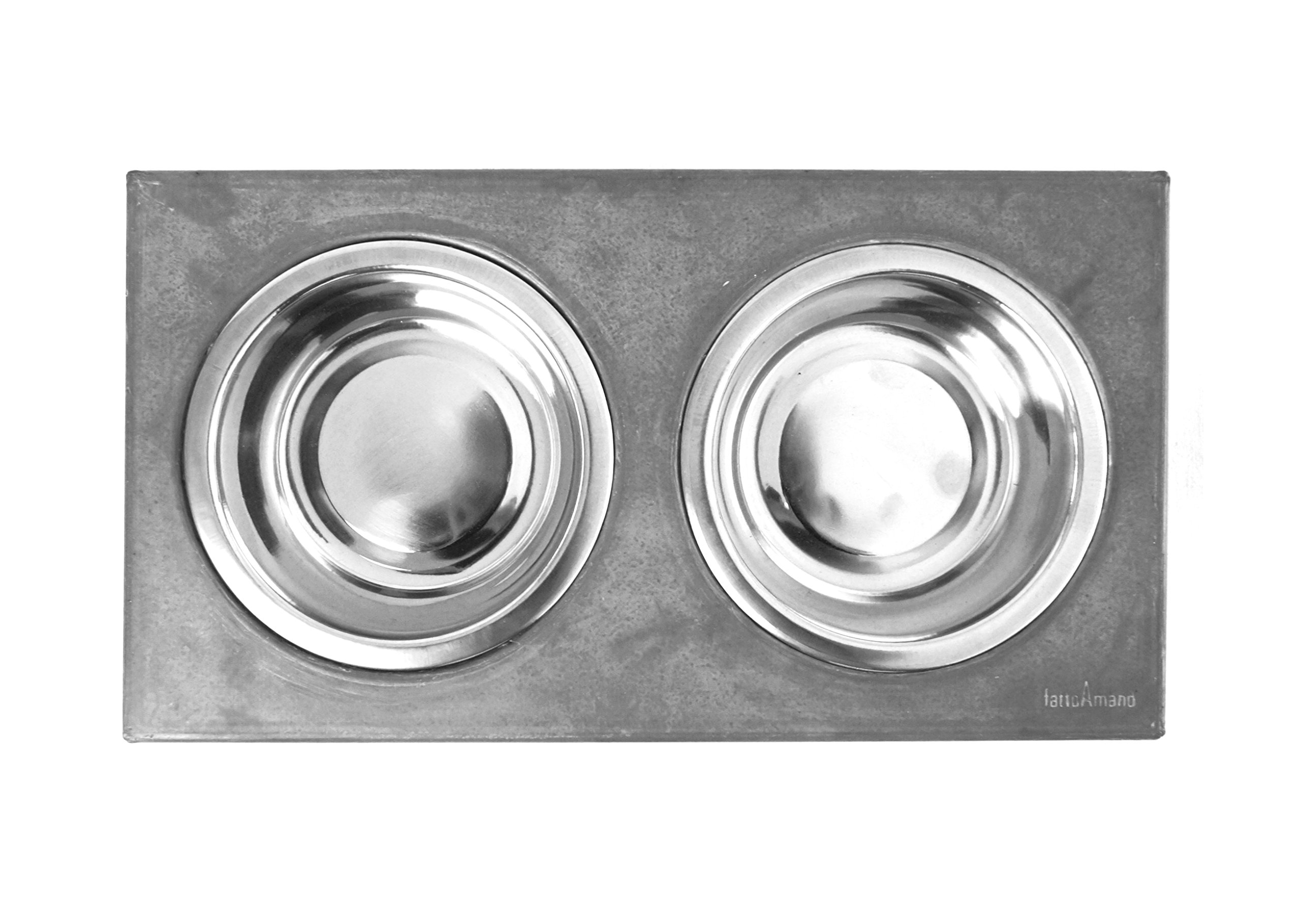 FEEDO - Die Beton Futterstation | Design Napf | Doppelnapf | Hundeaccessoires | (XL, hellgrau)
