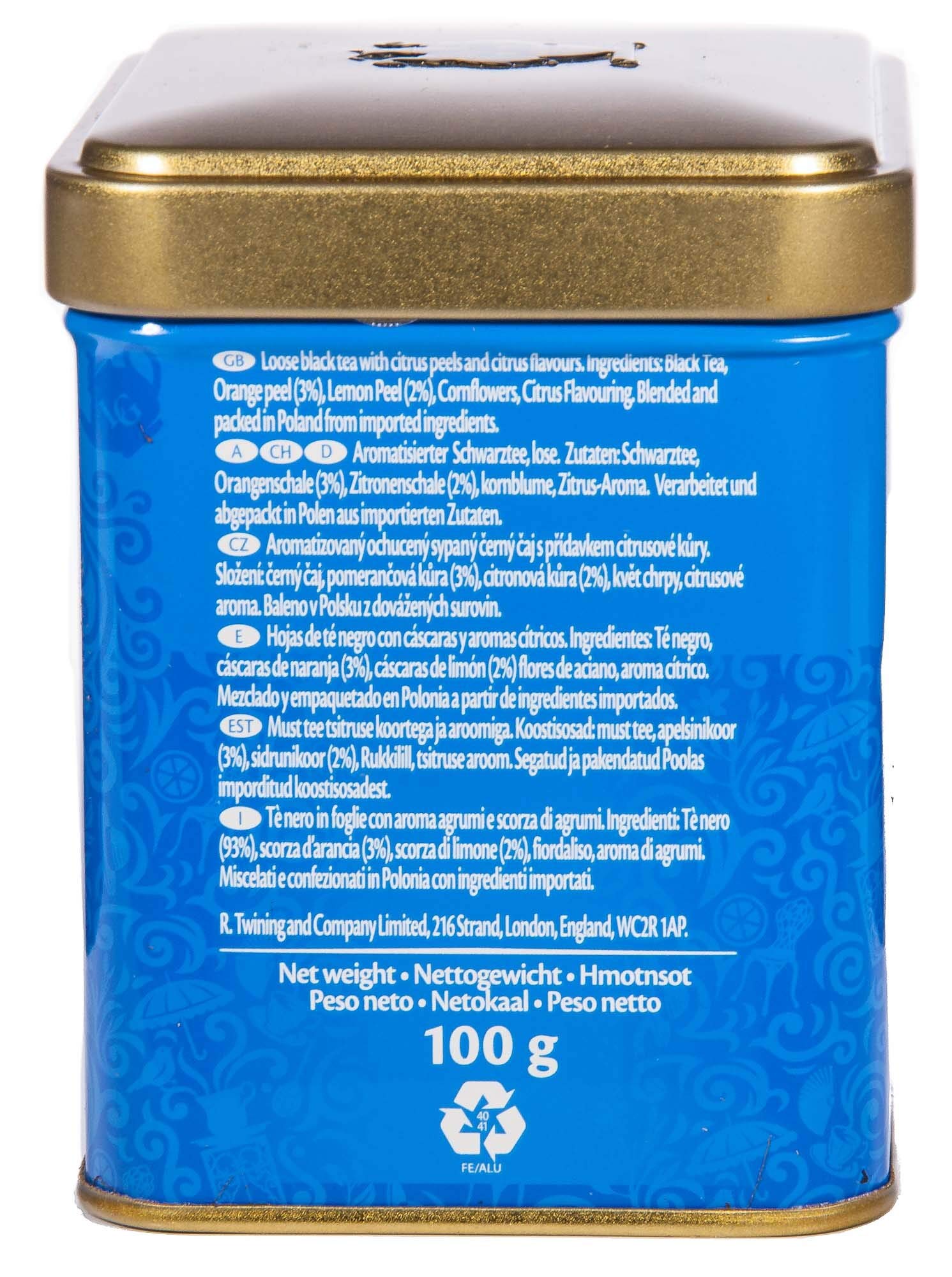 Twinings Lady Grey - Bote de té (100 g, rica mezcla de variedades de té chinas con cáscara de naranja y limón, acabado con aroma de bergamota, 6 unidades de 100 g)