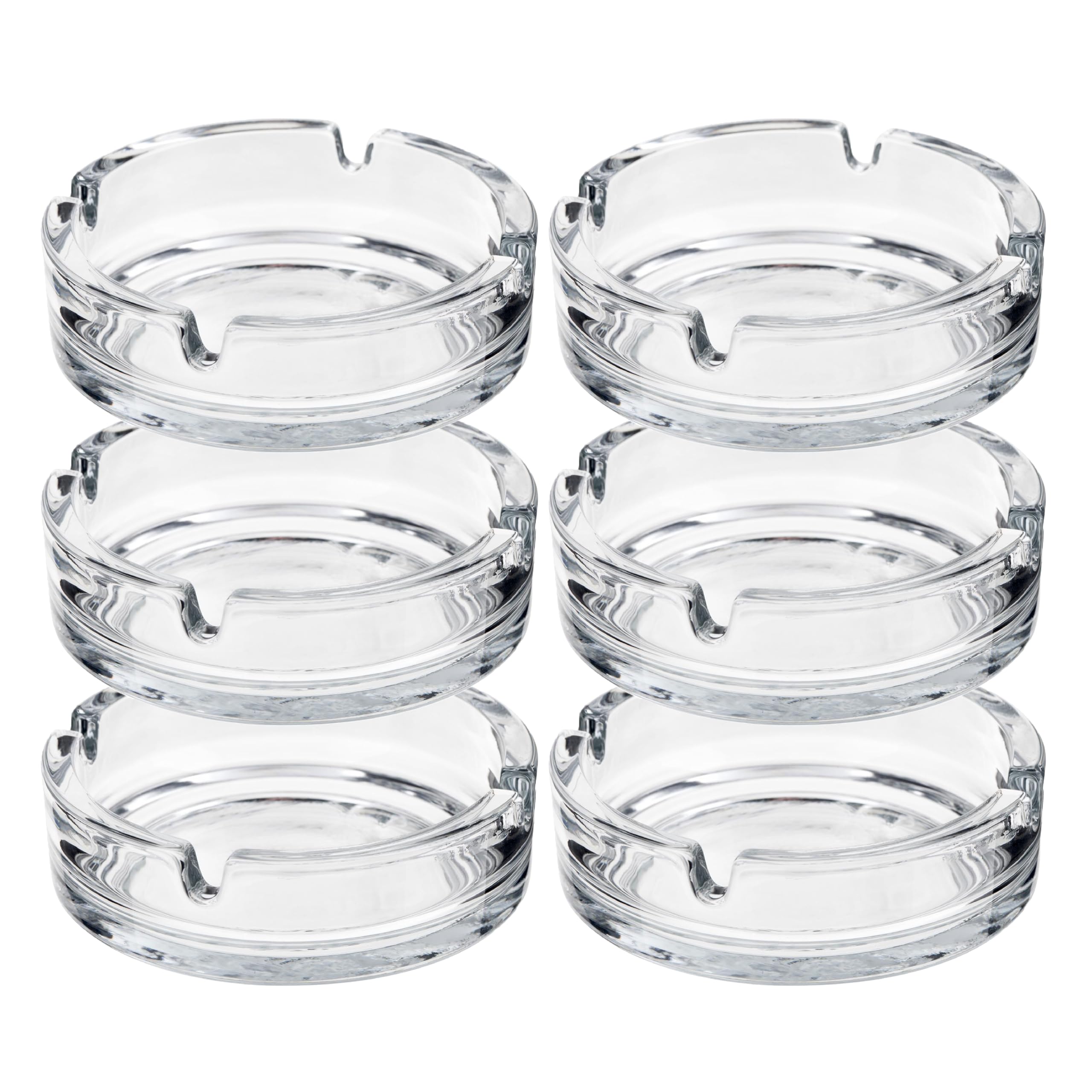Homeshopa.com 6 Pack Homeshopa Round Glass Ashtrays, Solid & Practical Transparent Glass Ash Tray For Cigarettes Cigars, Clear Stackable Ashtray For Indoor Outdoor Home Office Restaurant Decorative Tabletop