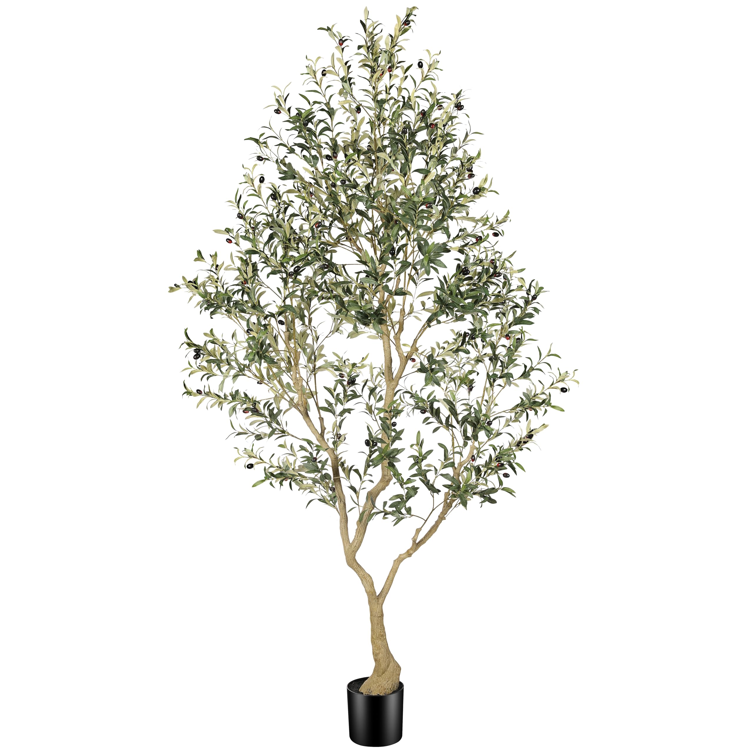 FEELEAD 8ft Artificial Olive Tree, 240cm Extra Tall Faux Olive Plant with Natural Wood Trunk and Lush Olive Leaves, Large Fake Indoor Tree for Living Room, Hallway, Office, Conservatory Decor