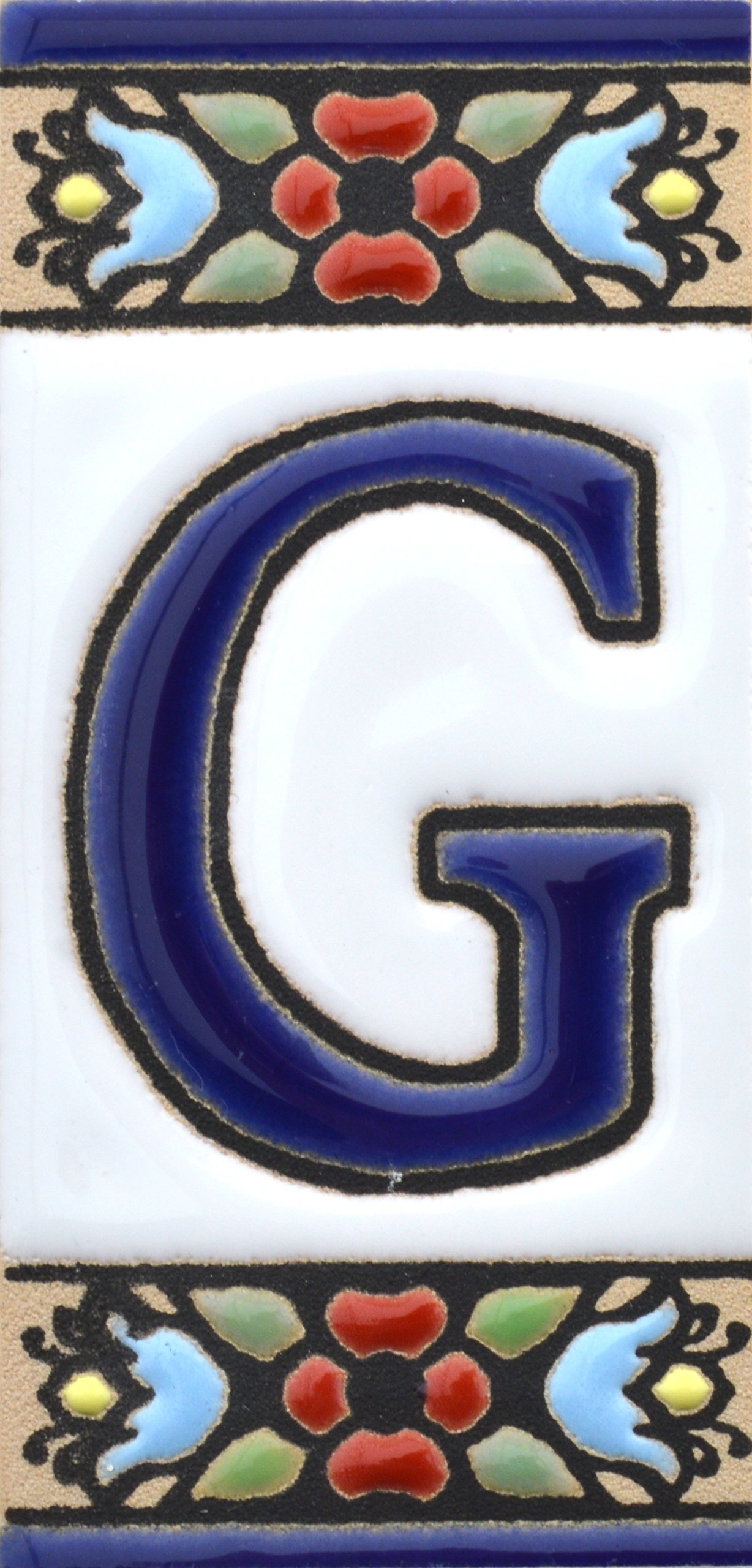 Art Escudellers Letter "G" House Letters 3 Inch. Handpainted House Letter Tiles For Signs, Addresses And Names. Address Numbers For Houses. House Address Numbers And Letters. Design Design Flores Mini 2,87" X 1,38" (Letter G)