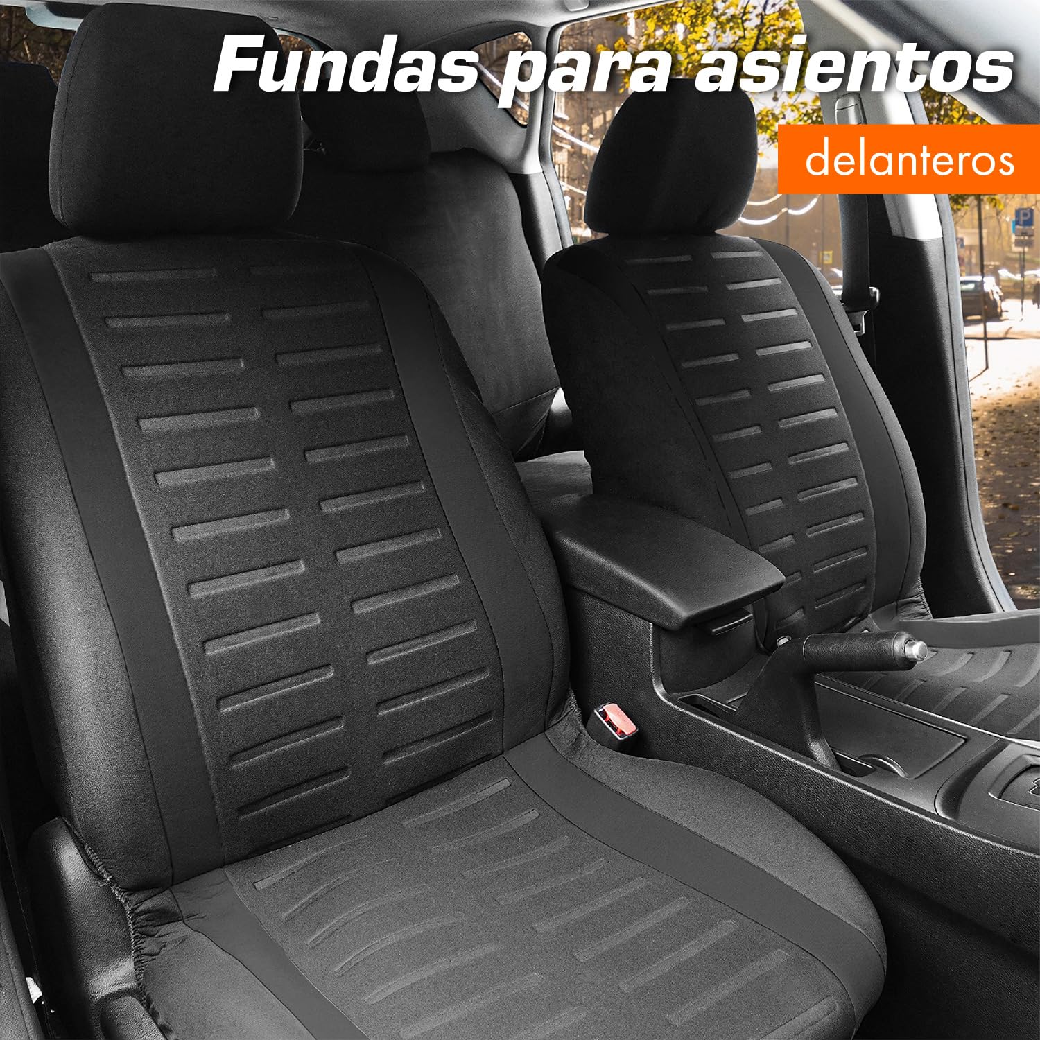 Upgrade4cars Fundas Asientos Delanteros Coche Universales Negro | Cubre Universal | Protector de Asiento Delantero para Conductor y Copiloto | Accesorios Interior Decoracion — view 2