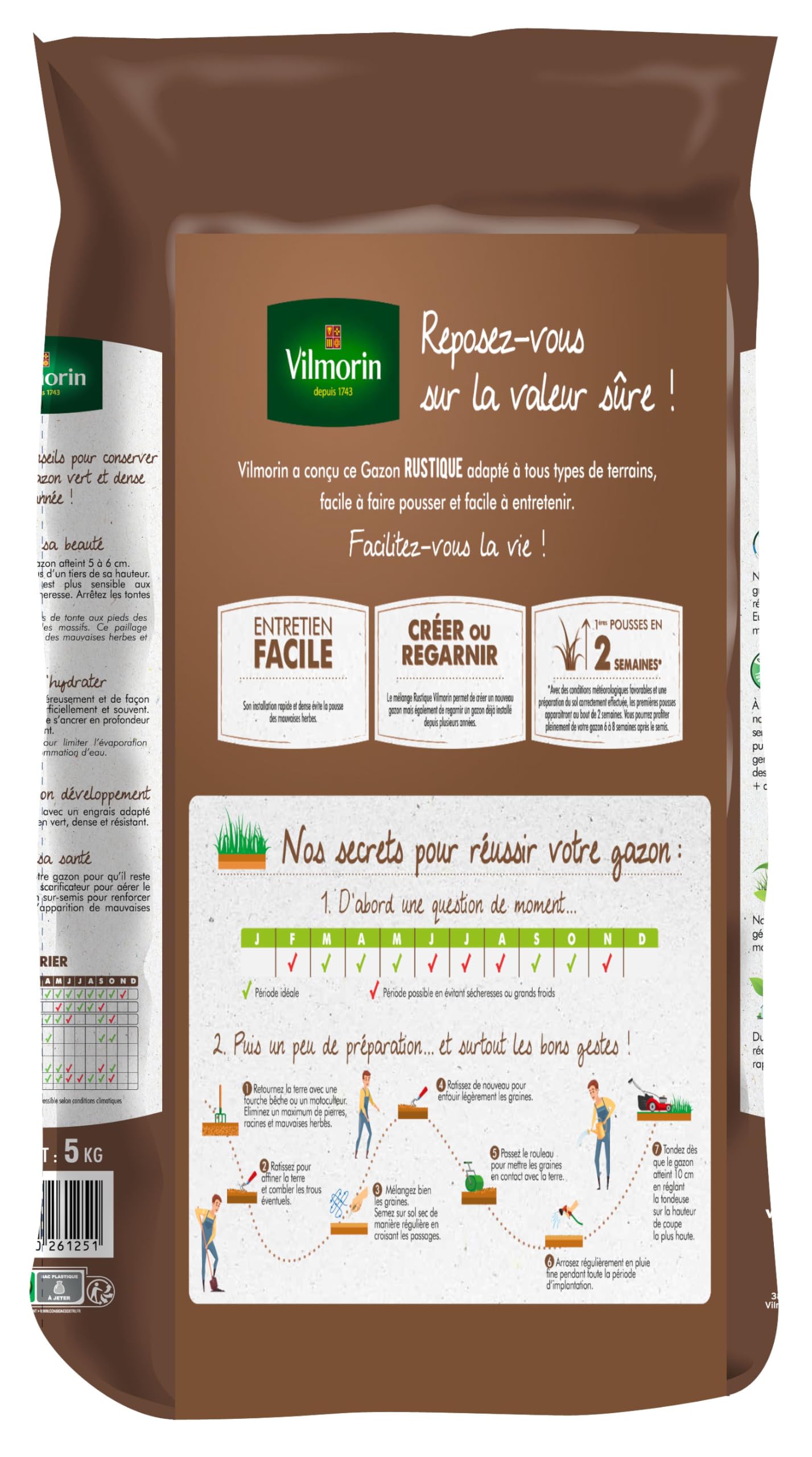 VILMORIN Semences de Gazon Rustique 5 kg