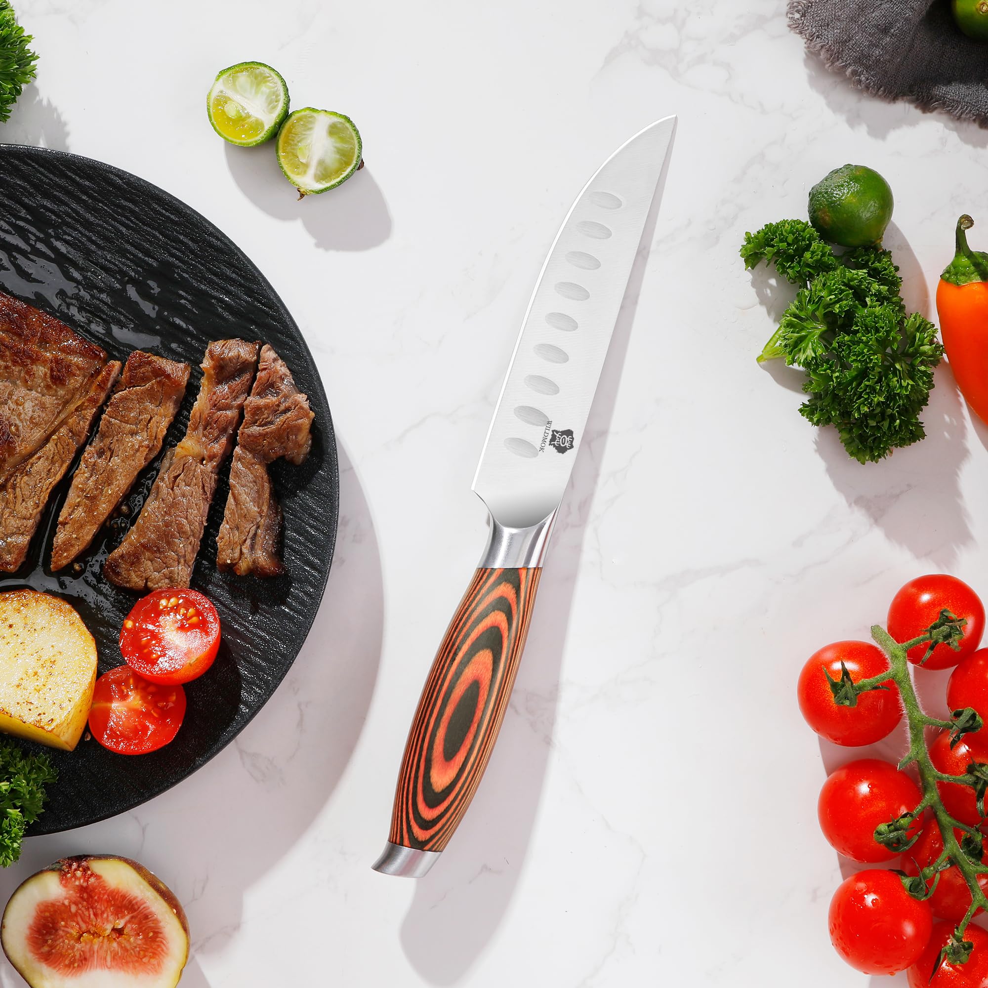 WILDMOK 4-teilig Steakmesserset 12,8cm Klinge aus Deutschem Stahl, Ergonomischer Griff Steakhouse Messerset