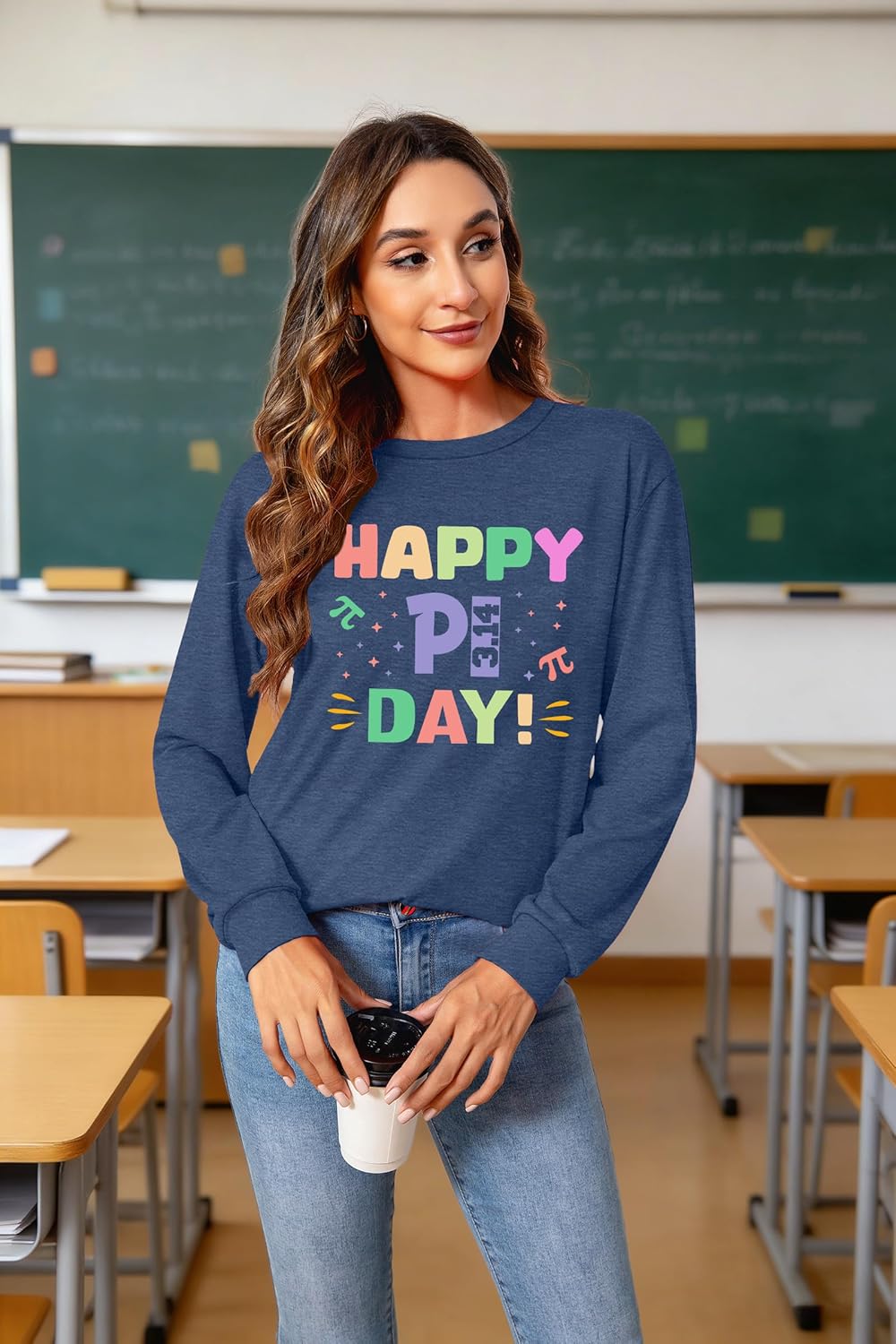 PECHAR Pi Day Shirt Women Math Teacher Shirts Happy Pi Day Graphic T-Shirt 3.14 Pi Symbol Long Sleeve Tee Tops - Image 5