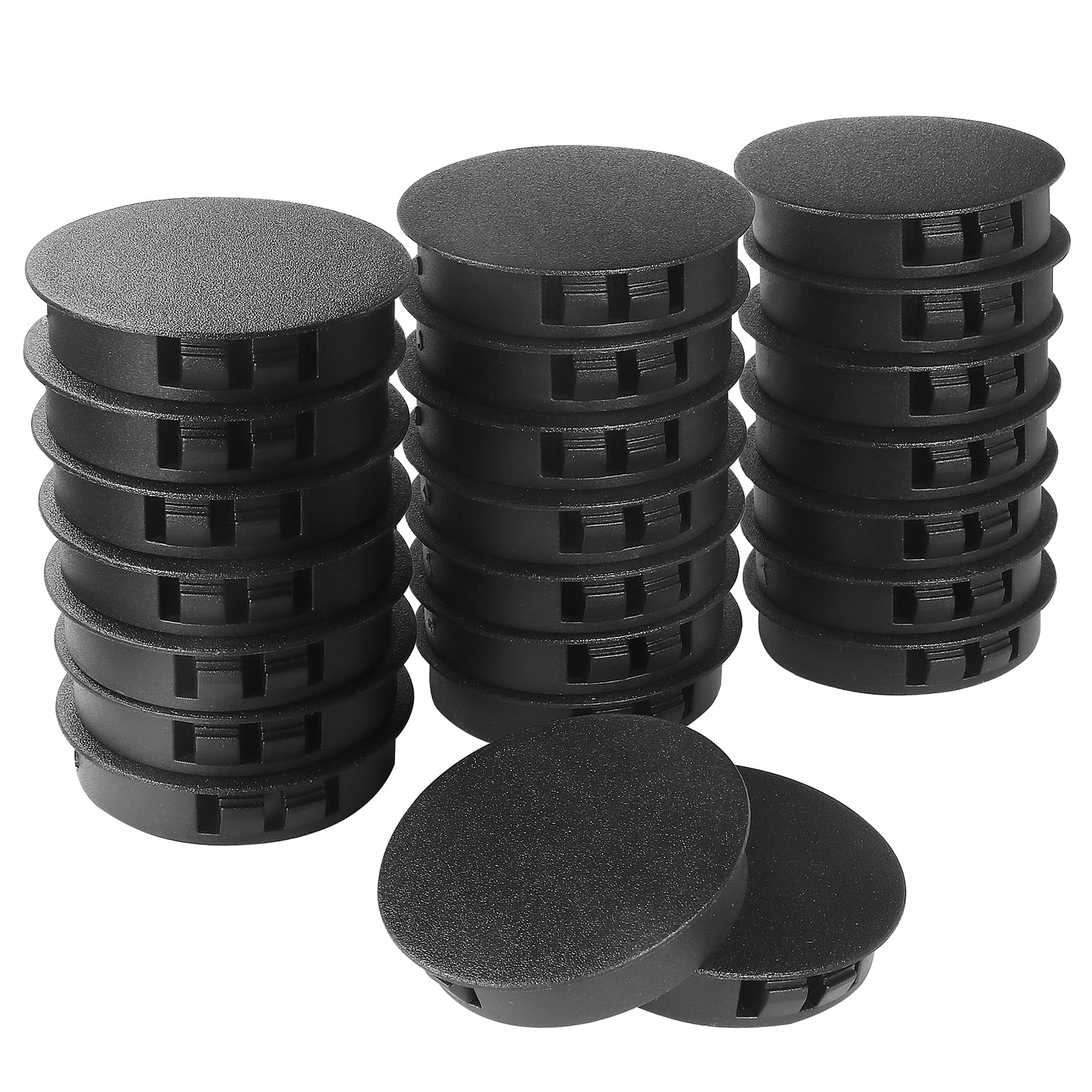 45mm Plastic Hole Plugs - Masendelk Snap-in End Caps - Black - 30pcs