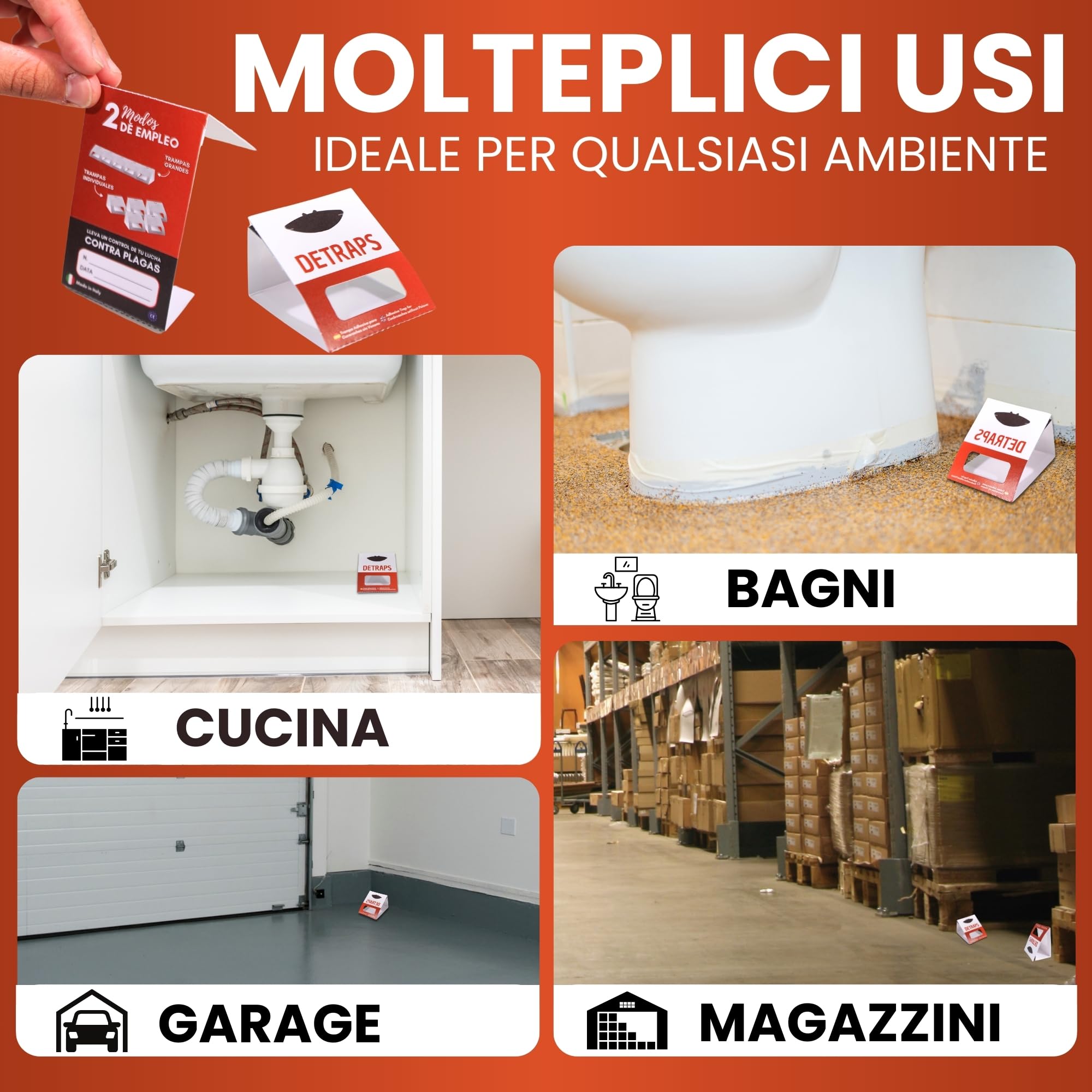 15 PCS - Trappole scarafaggi, trappole per blatte da interno - Prodotto in Italia - Trappole Per Blatte e Scarafaggi, trappole Insetti e Ragni in casa, Soluzione Efficace e Sicura (15 unità)