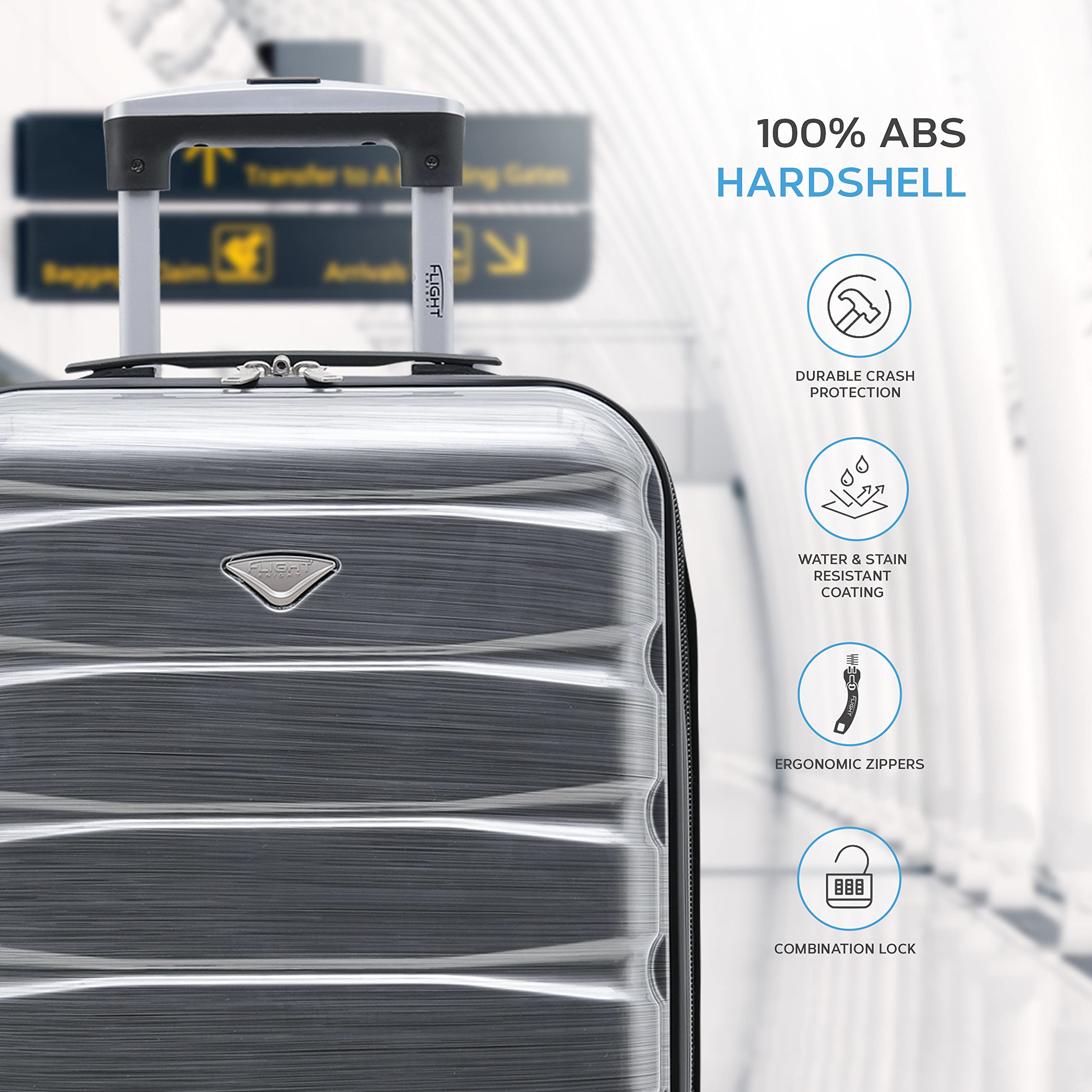 Flight Knight Cabin Suitcase 55x40x20 Ryanair Priority, EasyJet, Jet2 Lightweight Small Durable 4-Wheel Cabin Case, Carry-On for Over 60 Airlines, Hard Shell, 10kg Hand Luggage Bag (55 x 40 x 20 cm)