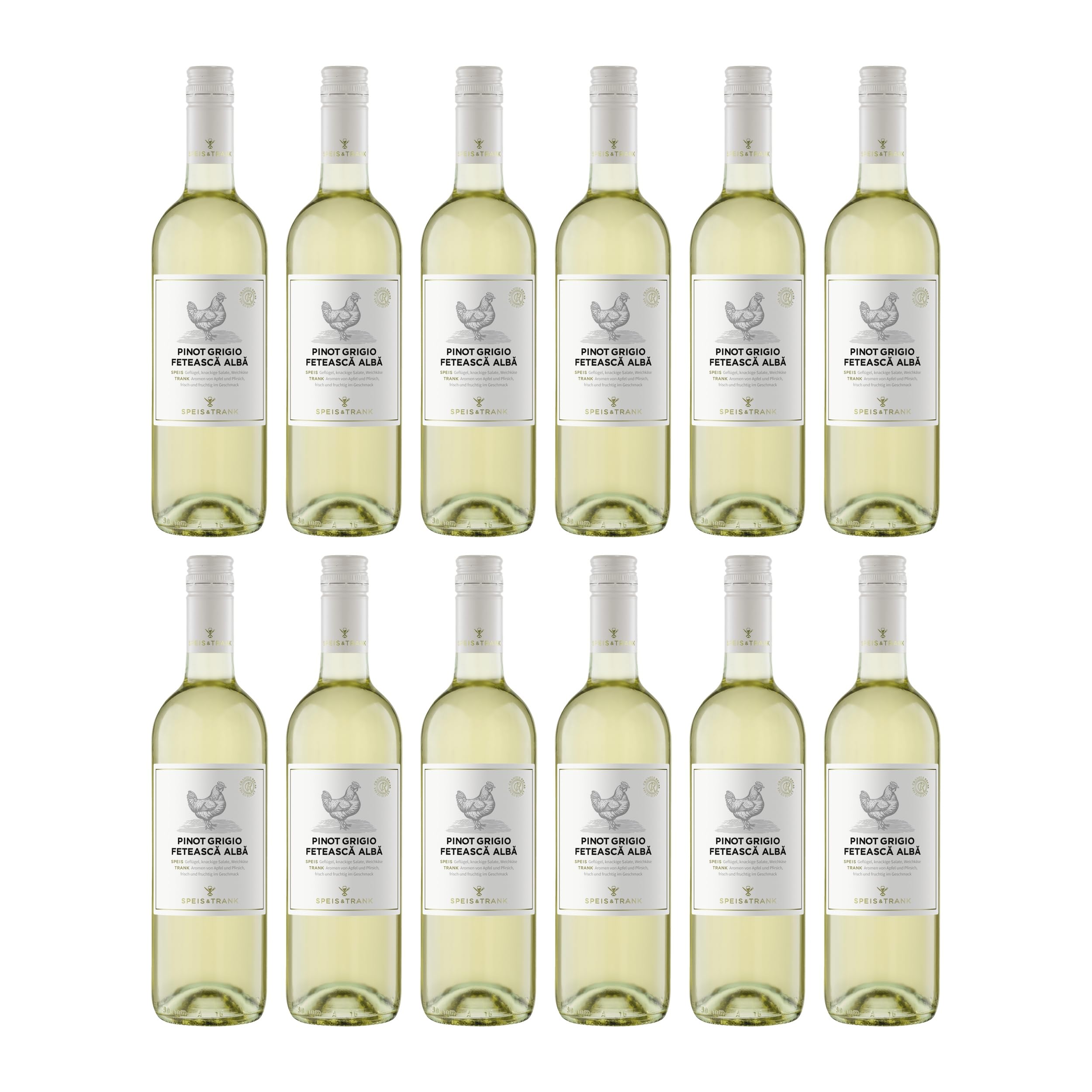 SpeisundTrank Recas Pinot Grigio Feteasca Alba Weisswein Weiss Trocken VEGAN Rumänien inkl. FeinWert E-Book (12 x 0.75 l)