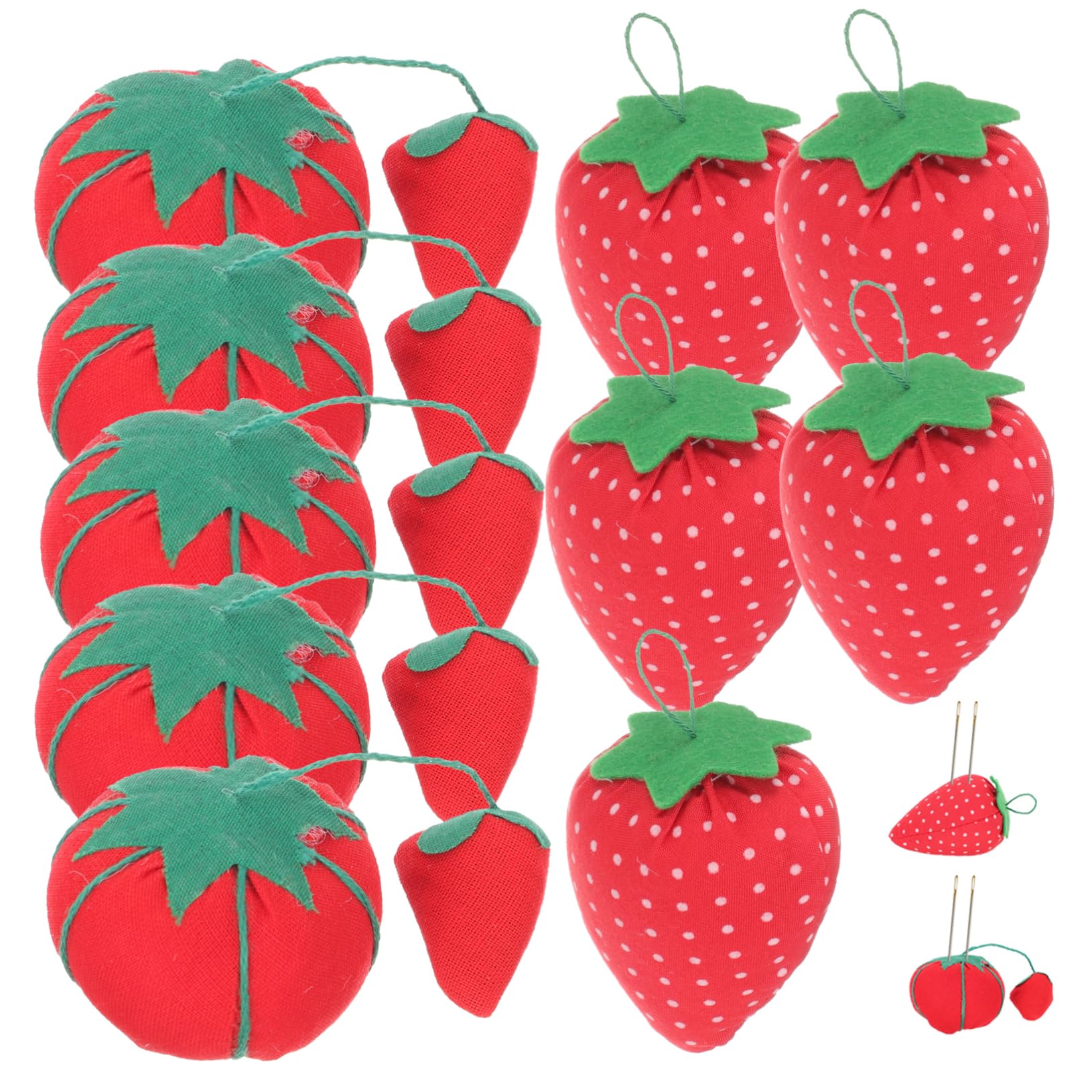 Housoutil 10pcs Household Sewing Pin Holder Hand Needles Sewing Kit Embroidery Mini Quilting Accessories Cushions Strawberry for Sewing Wrist Sewing Machine Pin Cushion Small Fabric Red