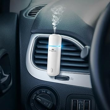 Car Mini Scent Diffuser for Vehicle, Aromatherapy Essential Oil Diffuser, Compact Auto Air Freshener (White) USB Powered, Easy Install, Includes 6 Scent Refills, Long-Lasting Car Fragrance