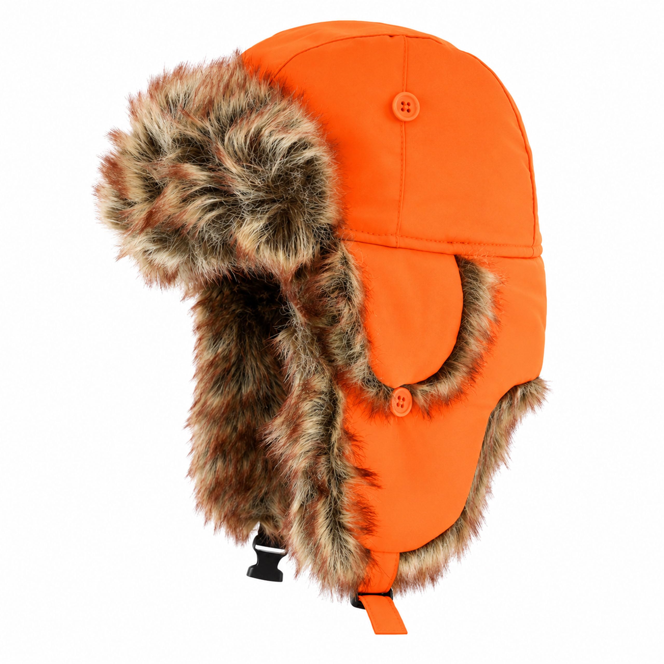 The Hat Depot Trapper Hat for Men and Women, Winter Faux Fur Hat with Ear Flaps, Windproof Warm Snow Cap