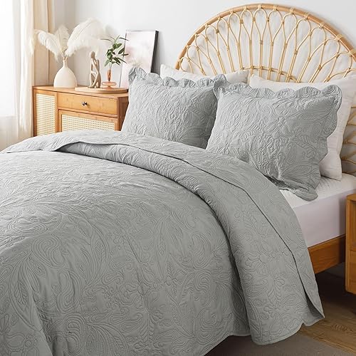 Miniatura 4 de HoneiLife Juego de edredón tamaño Queen  Juego de ropa de cama de 3 piezas tamaño Queen, juegos de edredón de microfibra, colchas ligeras,