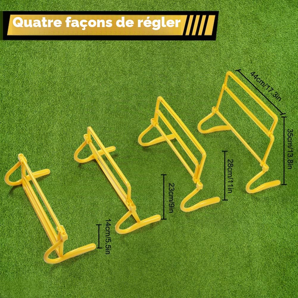 Kit d'entraînement d'agilité de vitesse, équipement d'entraînement de football, échelle d'agilité, parachute de résistance, 20 cônes de disque, bandes de résistance pour les jambes, 4 haies
