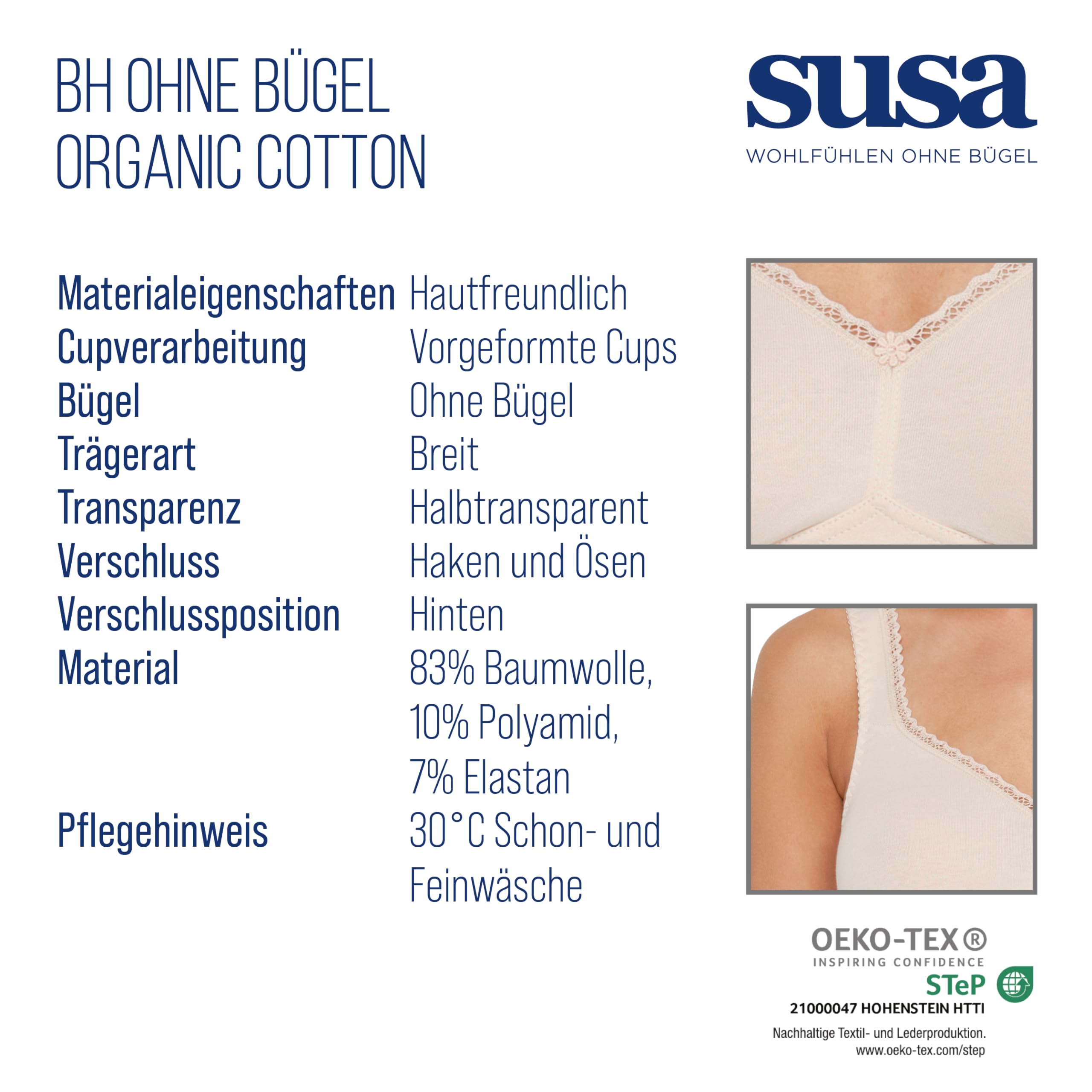 Susa Damen Damen BH Ohne Bügel 7758 Bügelloser BH