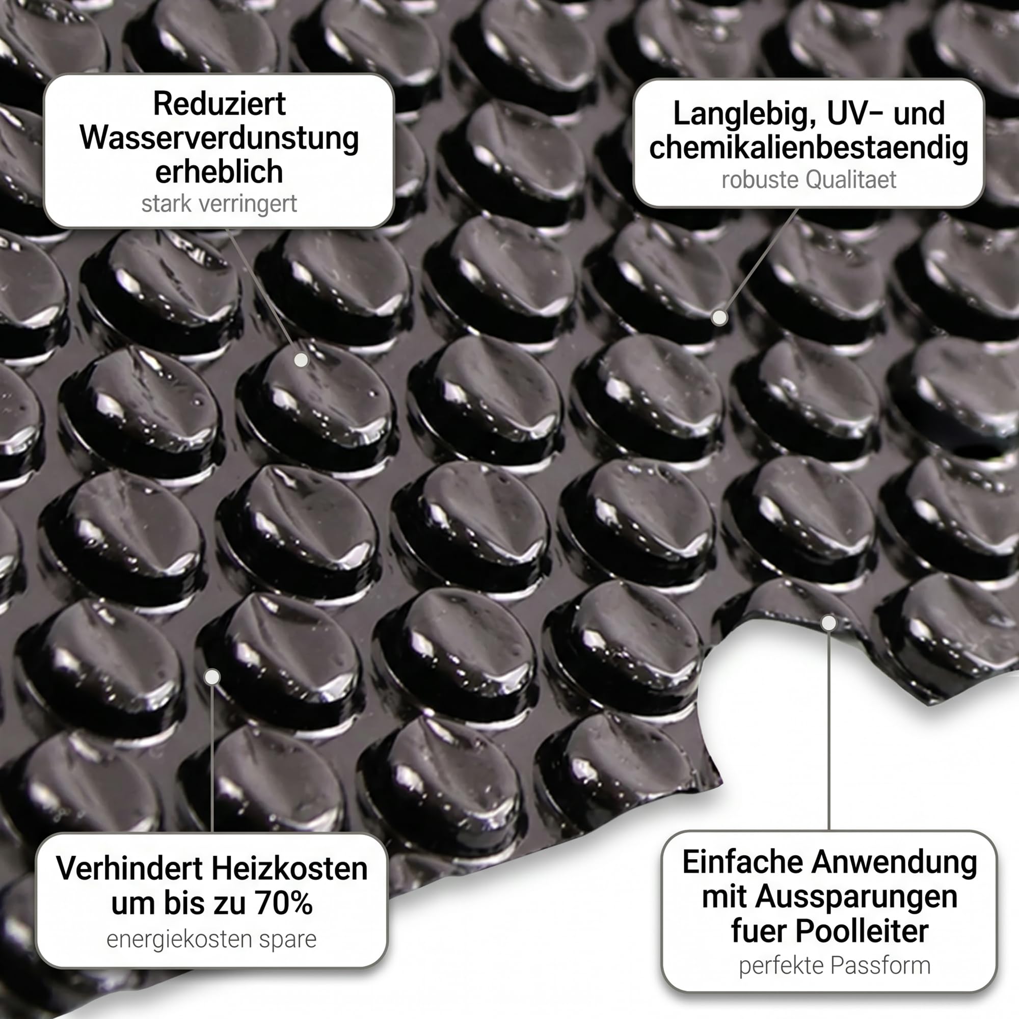 Mucola Pool Solarfolie Rund Ø 549 cm Schwarz – Poolabdeckung PVC mit Luftkammern und Ösen | spart bis zu 70% Heizkosten, reduziert Verdunstung, UV-beständig, zuschneidbar für großen Rundpool