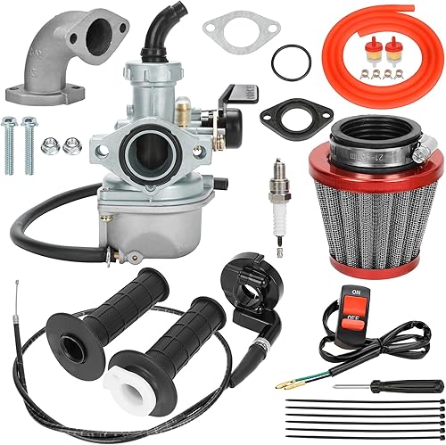 Miniatura 1 de YOXUFA Carburador PZ22 de 0.866 in Carb 1.496 in Filtro de aire Acelerador Cable Grip Kit para 110cc 125cc ATV Pit Dirt Bike Coolster Mountopz SSR