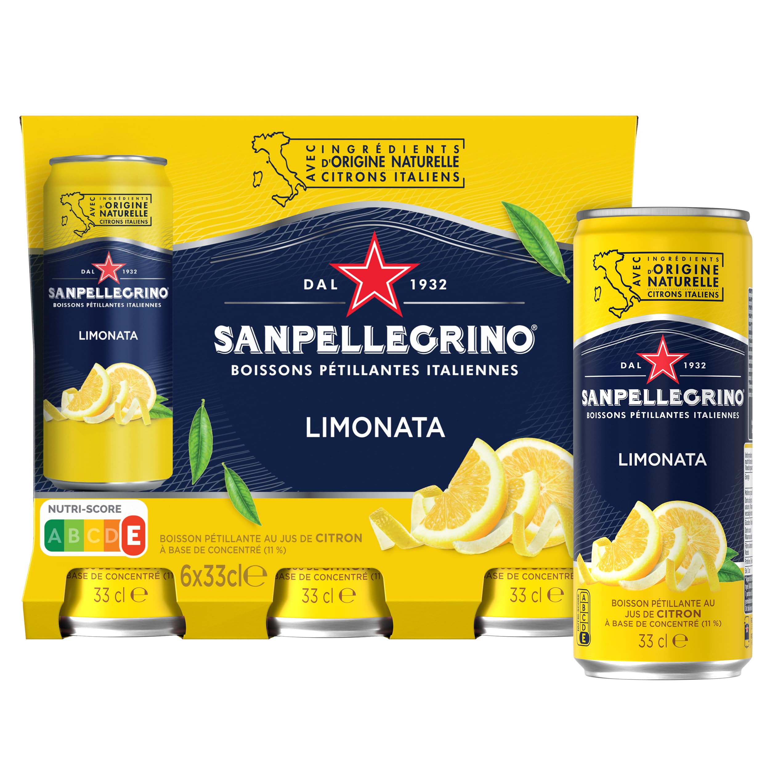 San Pellegrino Refresco Naturali Limón, Pack 6 Latas de 33cl