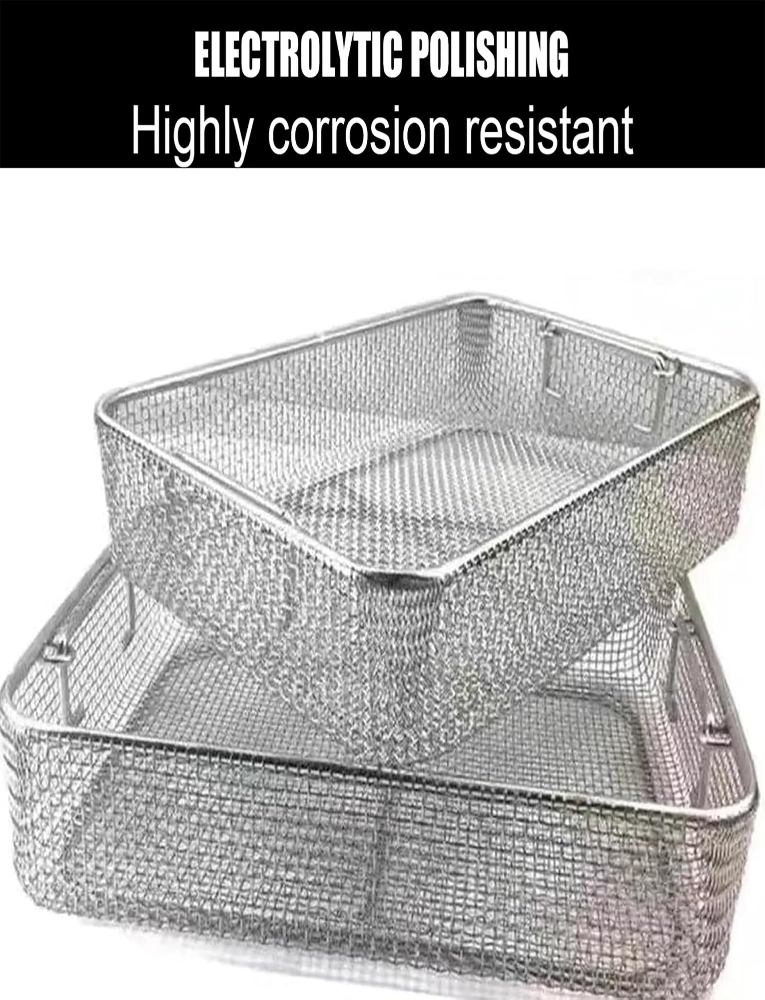 Vassoio di sterilizzazione con cestelli a Rete Perforati in Acciaio Inox 304 per Strumenti medicali, Ideale per ospedali (45x28x7 cm/17,72x11,02x2,76 Pollici)