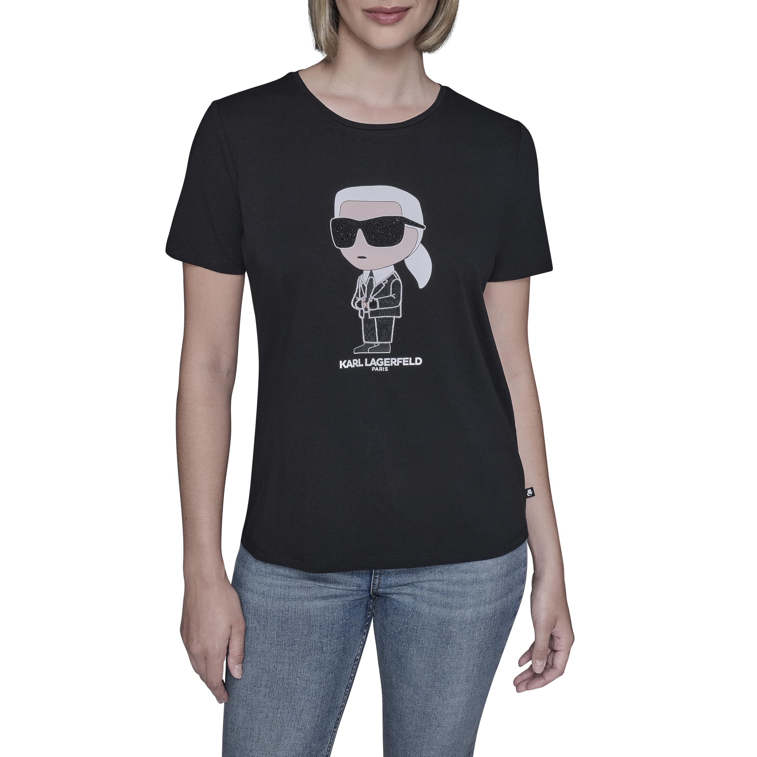 Karl Lagerfeld Camiseta de Manga Corta Suave con Logotipo Diario para Mujer