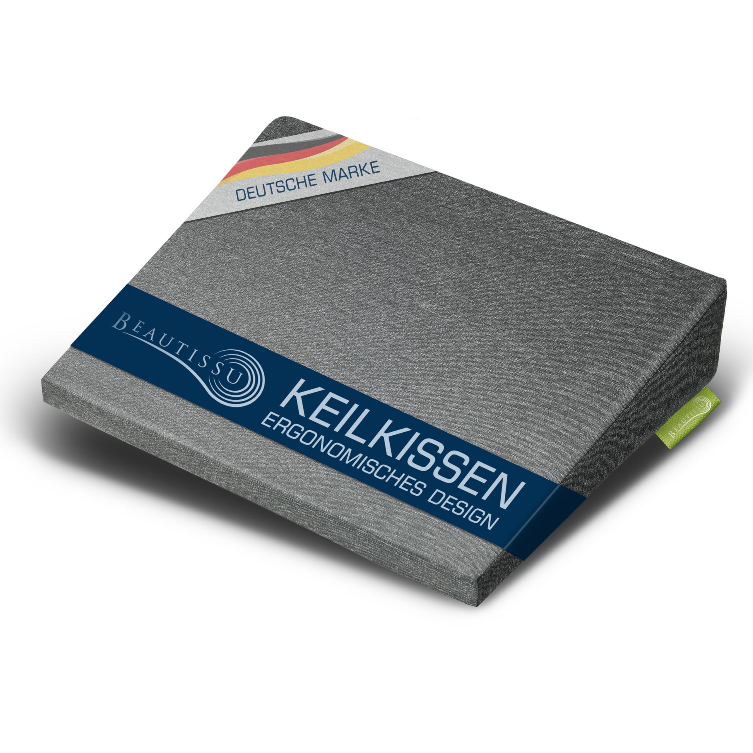 Beautissu Sitz Keilkissen formstabil Anti-Rutsch Bezug Waschbar & Reißverschluss – Ergonomisches Sitzkissen Keilkissen für Stuhl Home Office Bürostuhl Stuhlkissen Büro Hellgrau – BeauErgo
