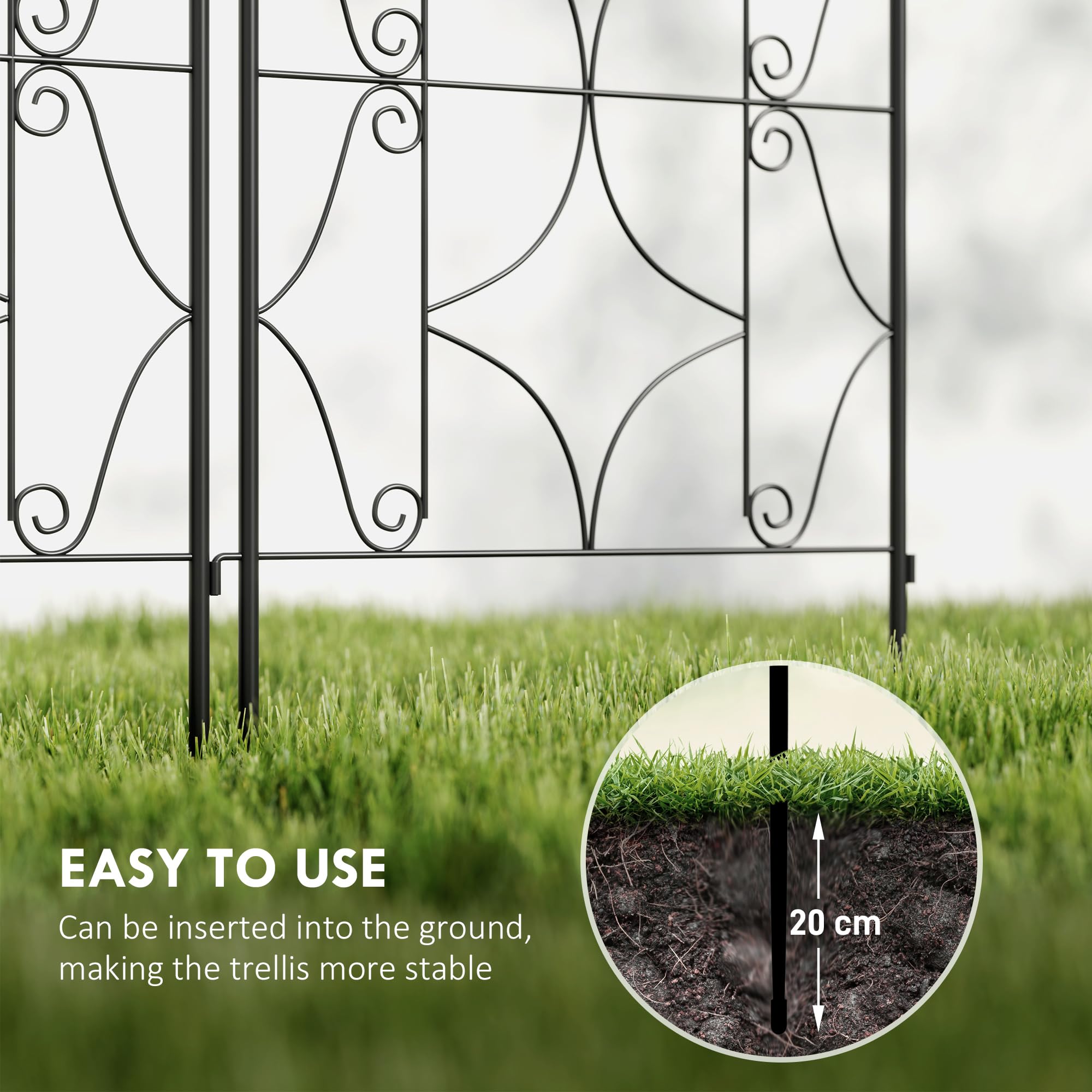 Outsunny Supporto per Piante rampicanti con Motivo Irregolare, Confezione da 2, Traliccio da Giardino, per Verdure, Viti, Fiori, in Metallo, 50 x 150 cm, Nero