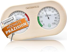 WASSERFELD® Sauna Thermometer Hygrometer [2in1 Funktion] Präzises Saunathermometer für eine genaue Messung der Temperatur & Luftfeuchtigkeit - Sauna Hygrometer mit gehärtetem Glas - Saunazubehör…