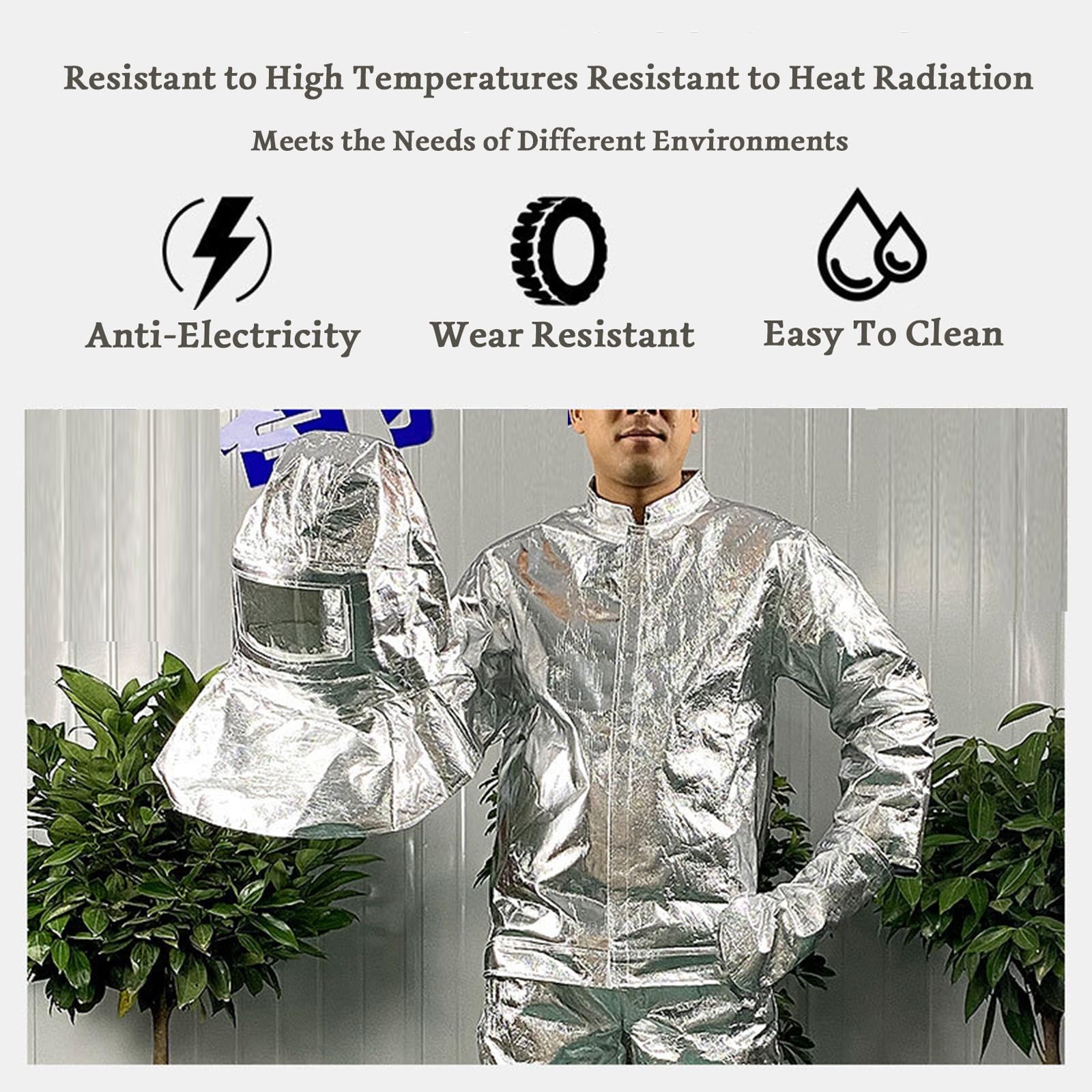 Traje De Aislamiento Térmico 1000 Grados Papel De Aluminio Resistente Al Fuego De Alta Temperatura Retardante De Llama Ropa Uniformes De Protección Contra Incendios