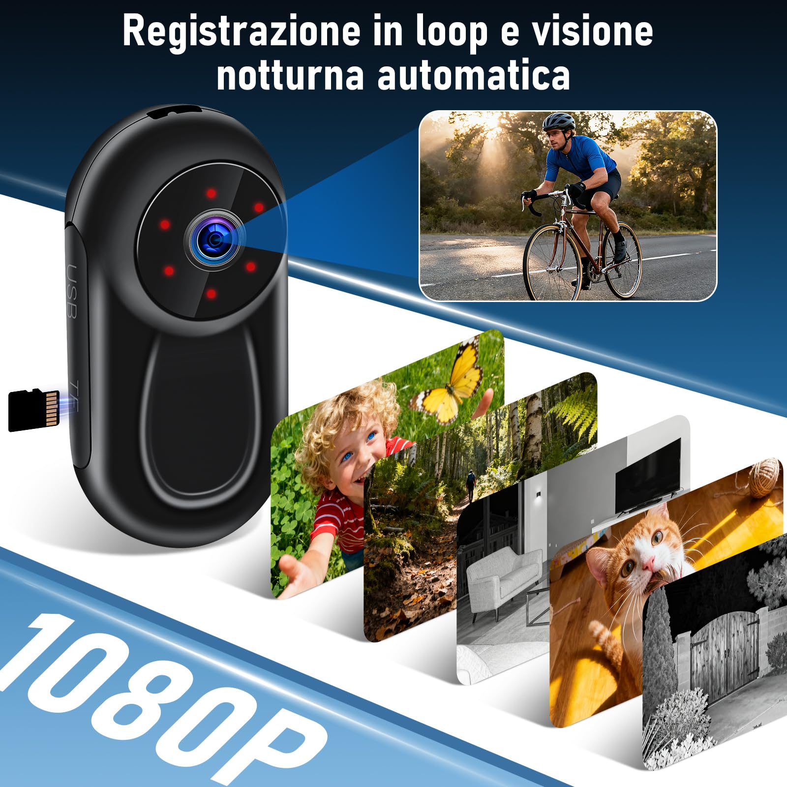LXMIMI Mini Action Cam, Videocamera Sportiva HD 1080P - Nera | 120° Mini Action Cam con Display, Videocamera POV Portatile per Bicicletta, Casco da Moto, Escursionismo
